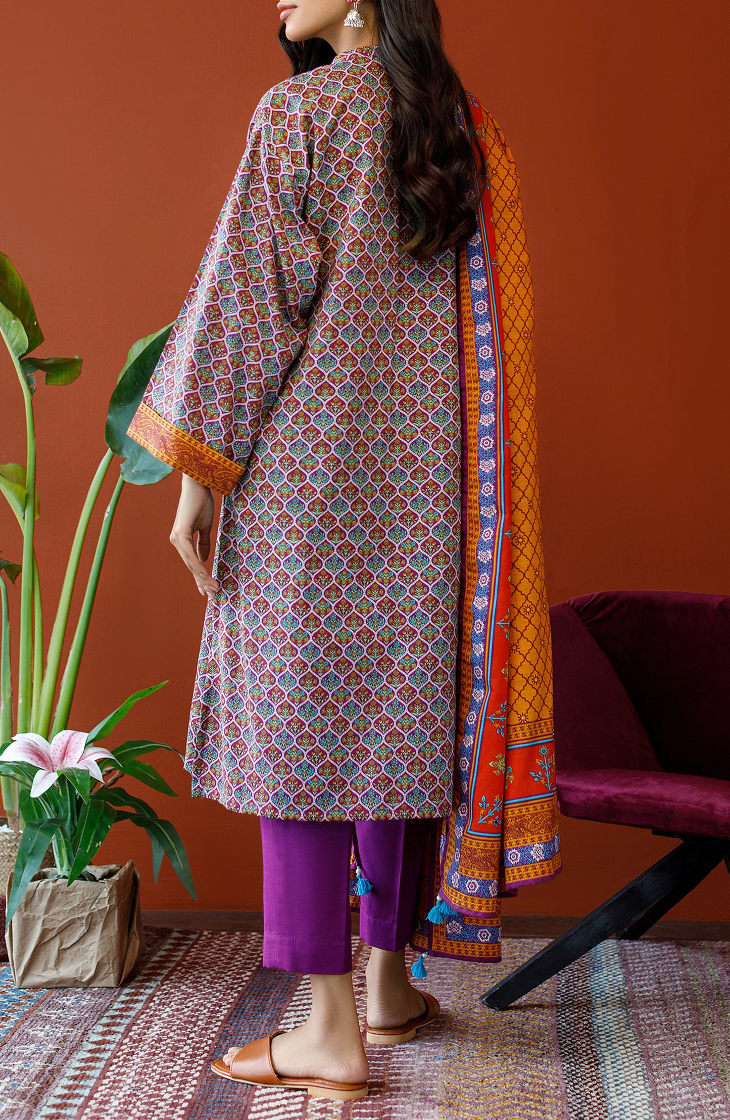 OTL-23-340/U MAGENTA KHADDAR Women UNSTITCHED SHIRT DUPATTA PANTS