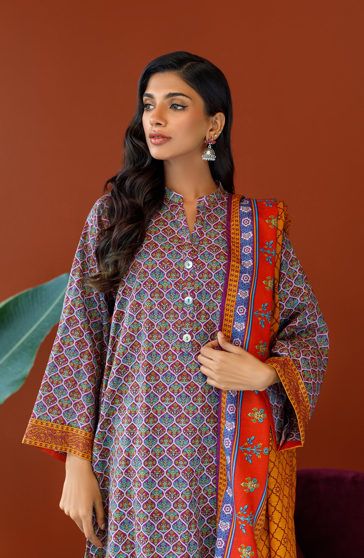 OTL-23-340/U MAGENTA KHADDAR Women UNSTITCHED SHIRT DUPATTA PANTS