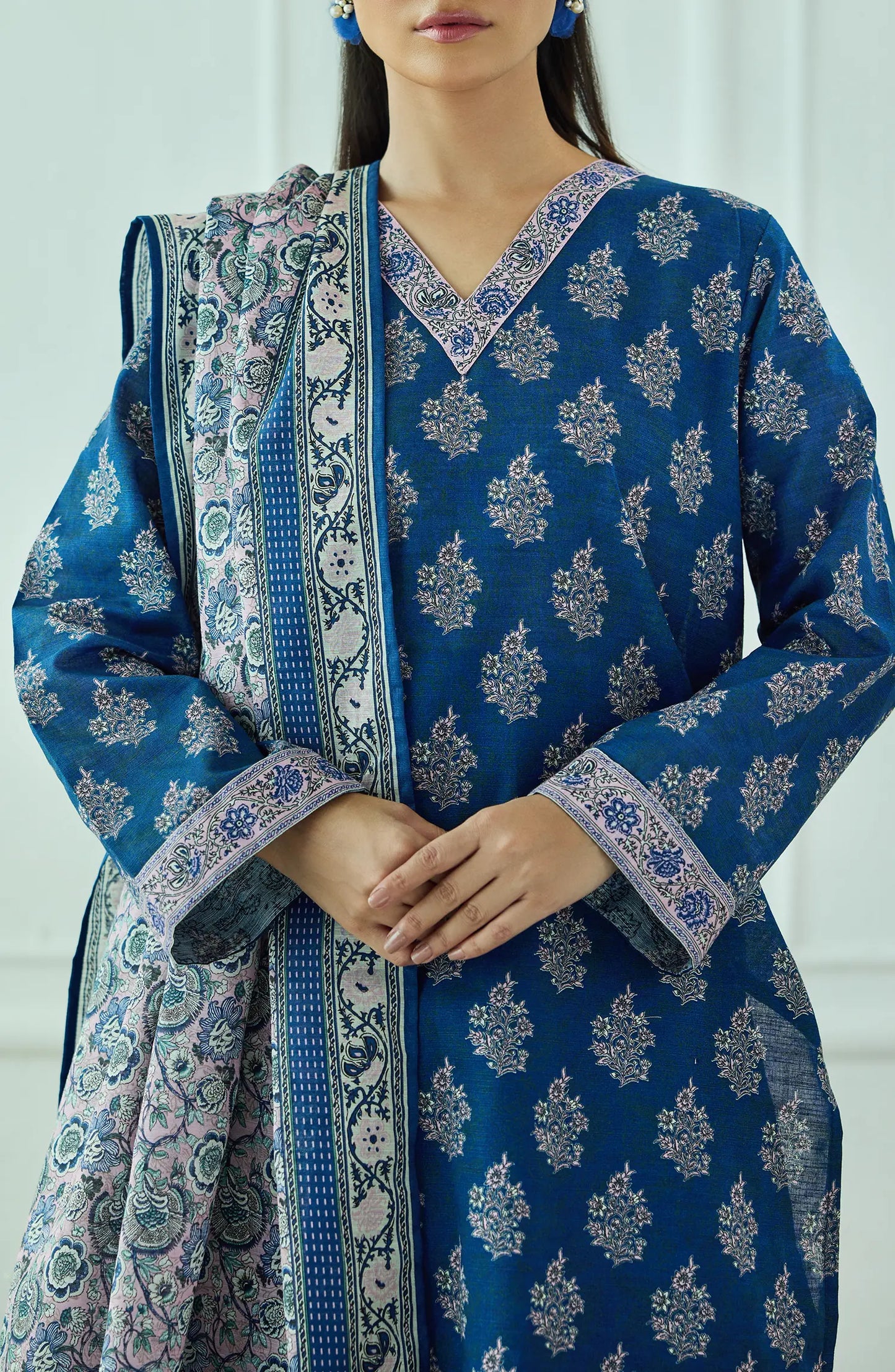 Unstitched | 3 Piece | Printed | Khaddar Shirt | OTL-25-453/U BLUE