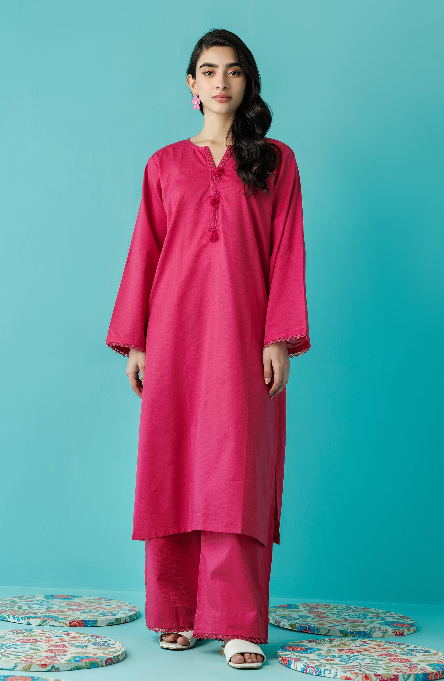 Stitched 2 Piece Plain Jacquard Shirt and Jacquard Pant (WRCJ24S-2046)