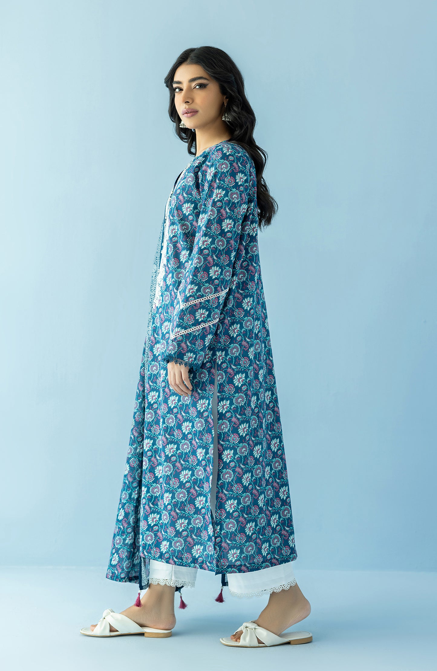 Stitched 2 Piece Printed Embroidered Lawn Shirt and Lawn Dupatta (NRDS-24-029/S TEAL)