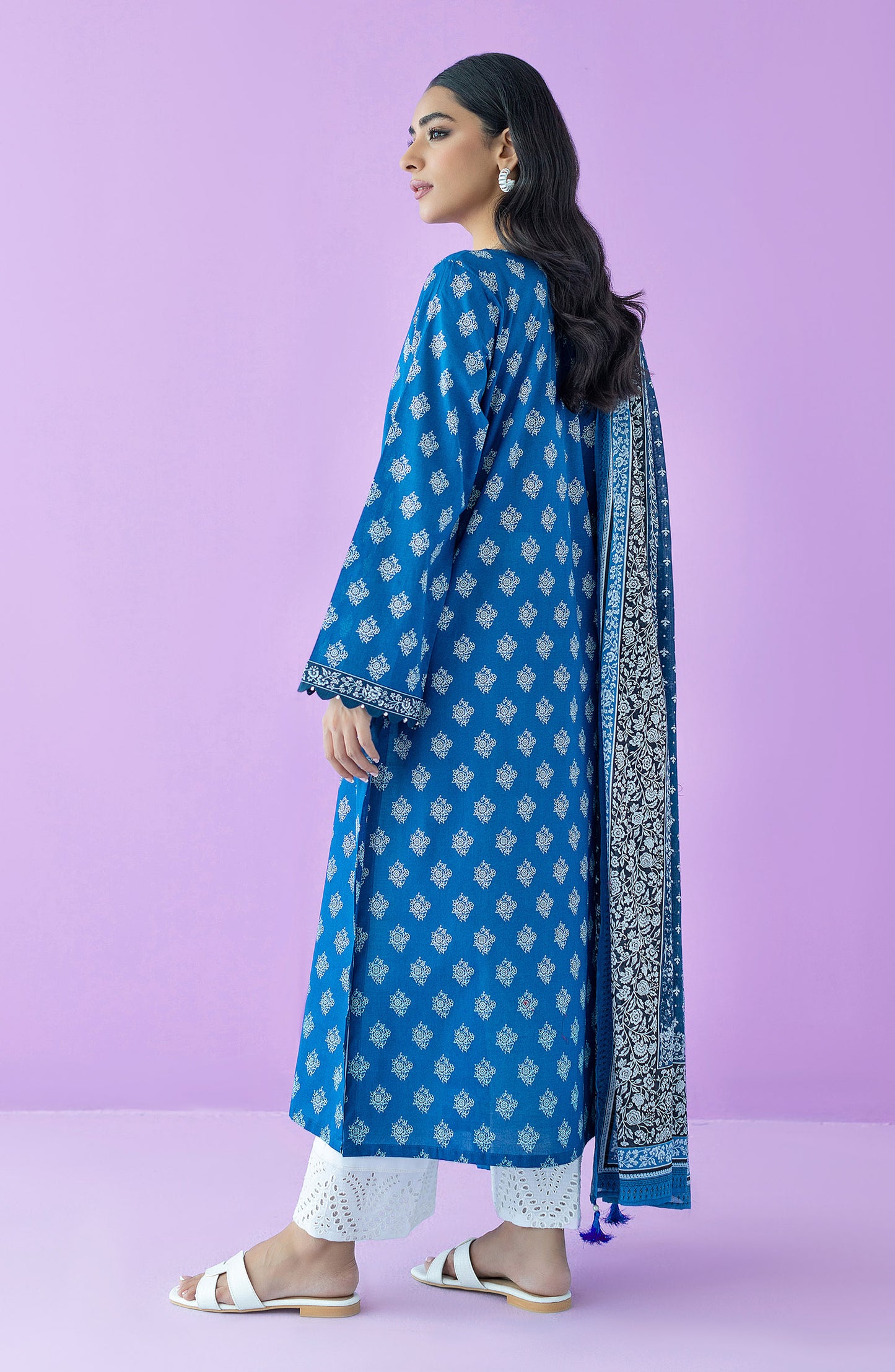 NRDS-23-120/U BLUE LAWN  UNSTITCHED SHIRT DUPATTA