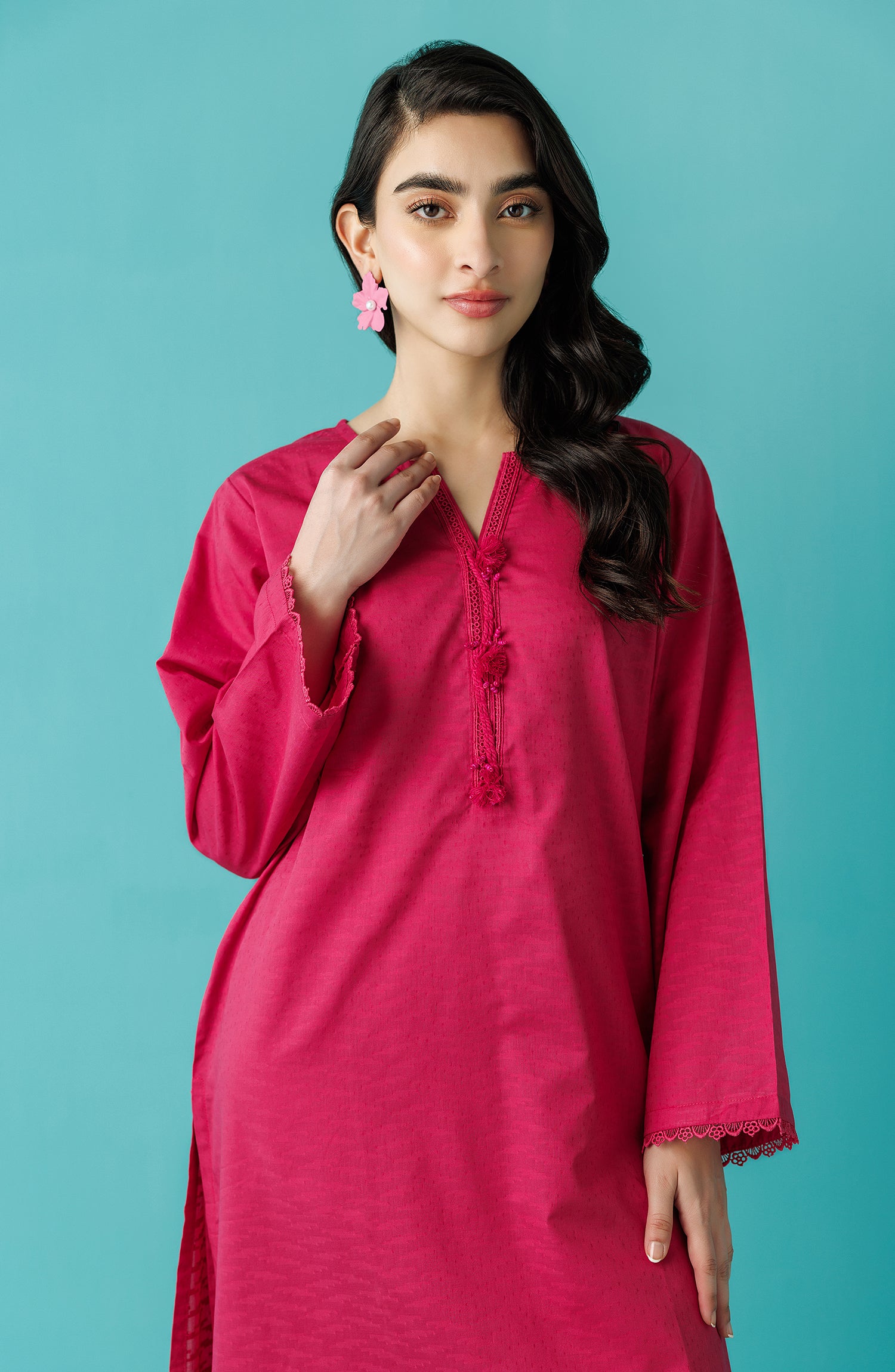 Stitched 2 Piece Plain Jacquard Shirt and Jacquard Pant (WRCJ24S-2046)