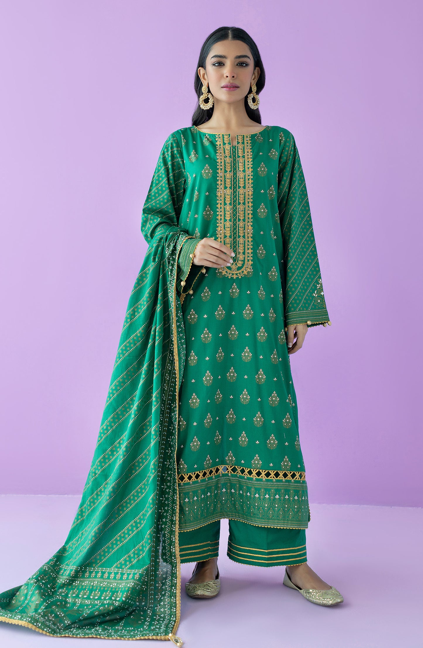 OTL-23-160/U GREEN LAWN  UNSTITCHED SHIRT DUPATTA PANTS