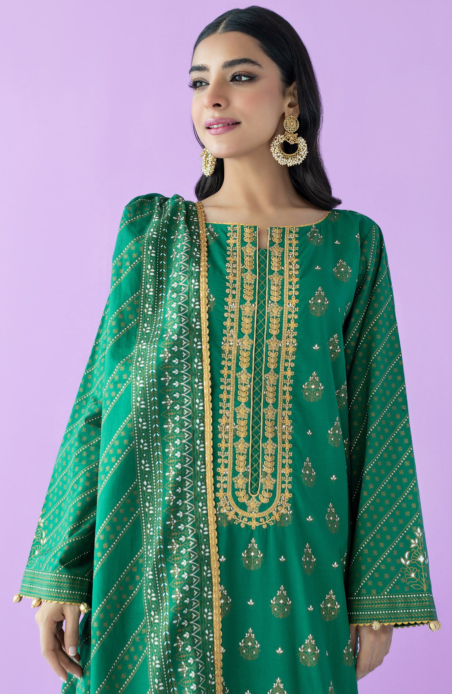 OTL-23-160/U GREEN LAWN  UNSTITCHED SHIRT DUPATTA PANTS