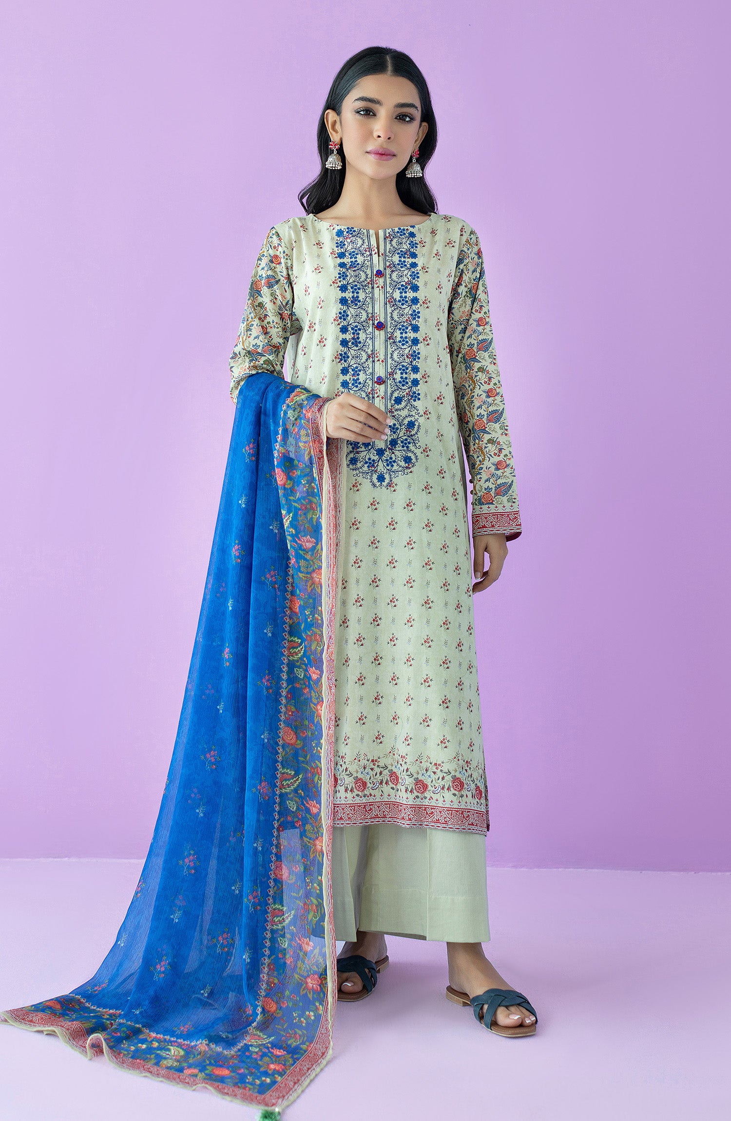 3 piece lawn suit with lawn dupatta