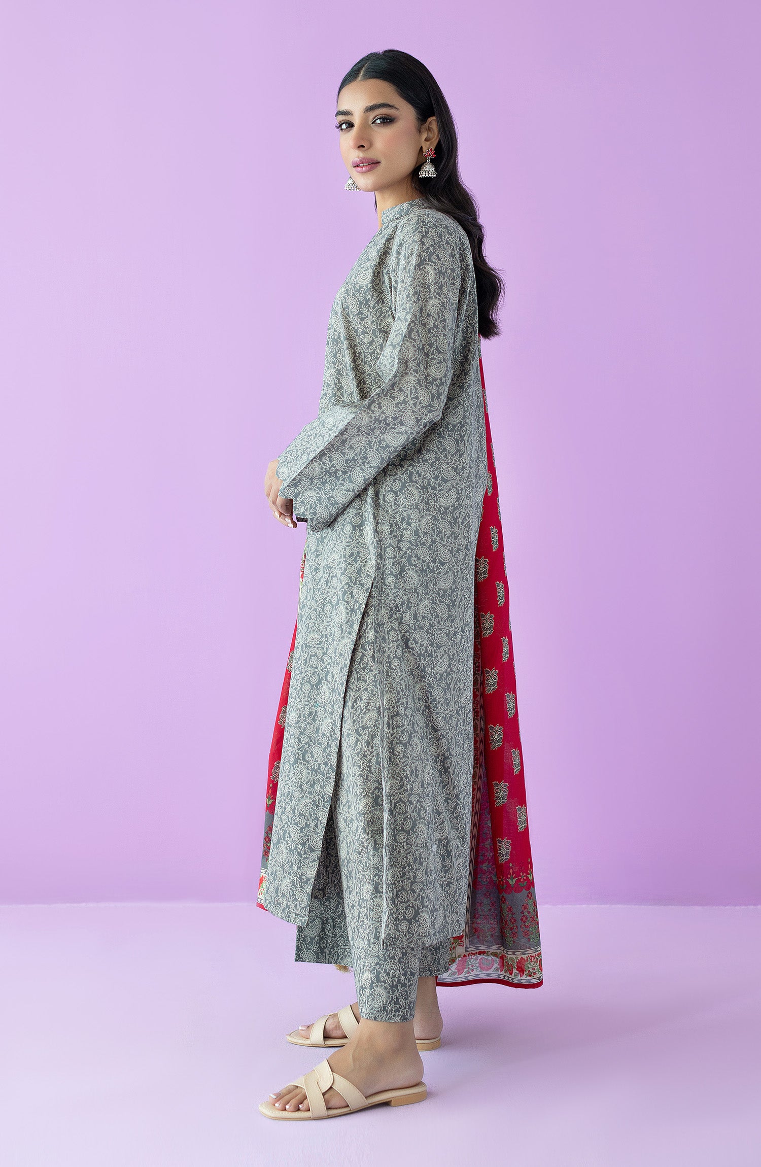 OTL-23-209/U GREY LAWN  UNSTITCHED SHIRT DUPATTA PANTS