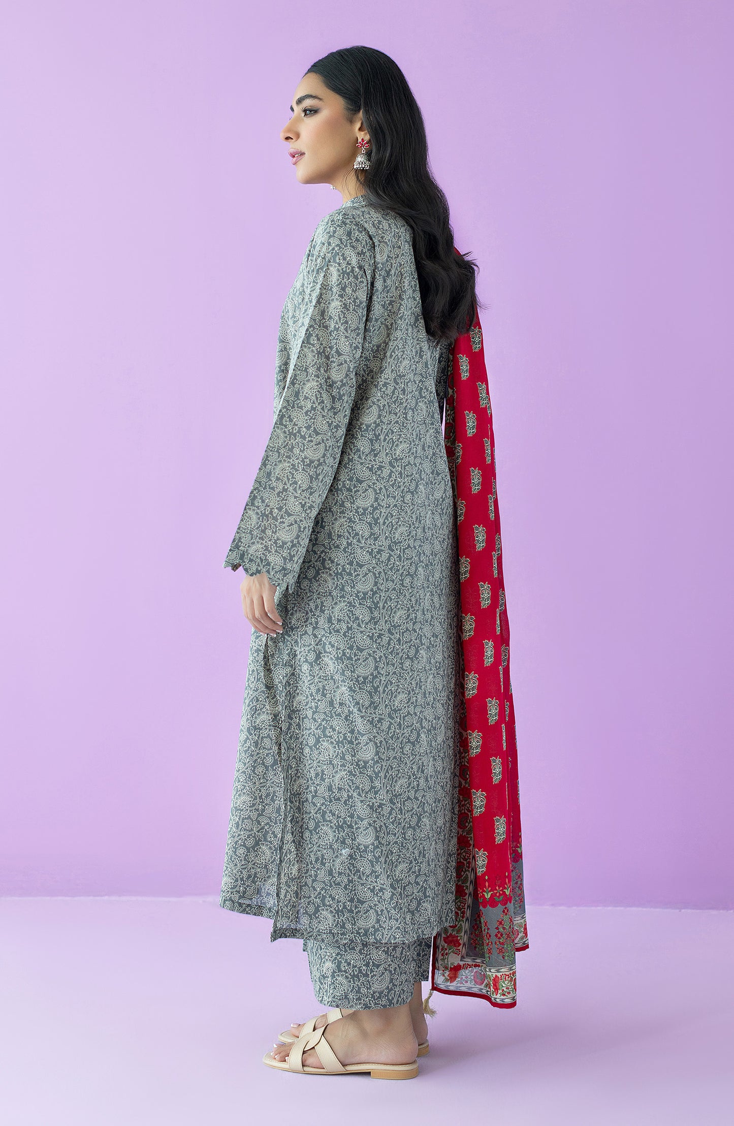 OTL-23-209/U GREY LAWN  UNSTITCHED SHIRT DUPATTA PANTS