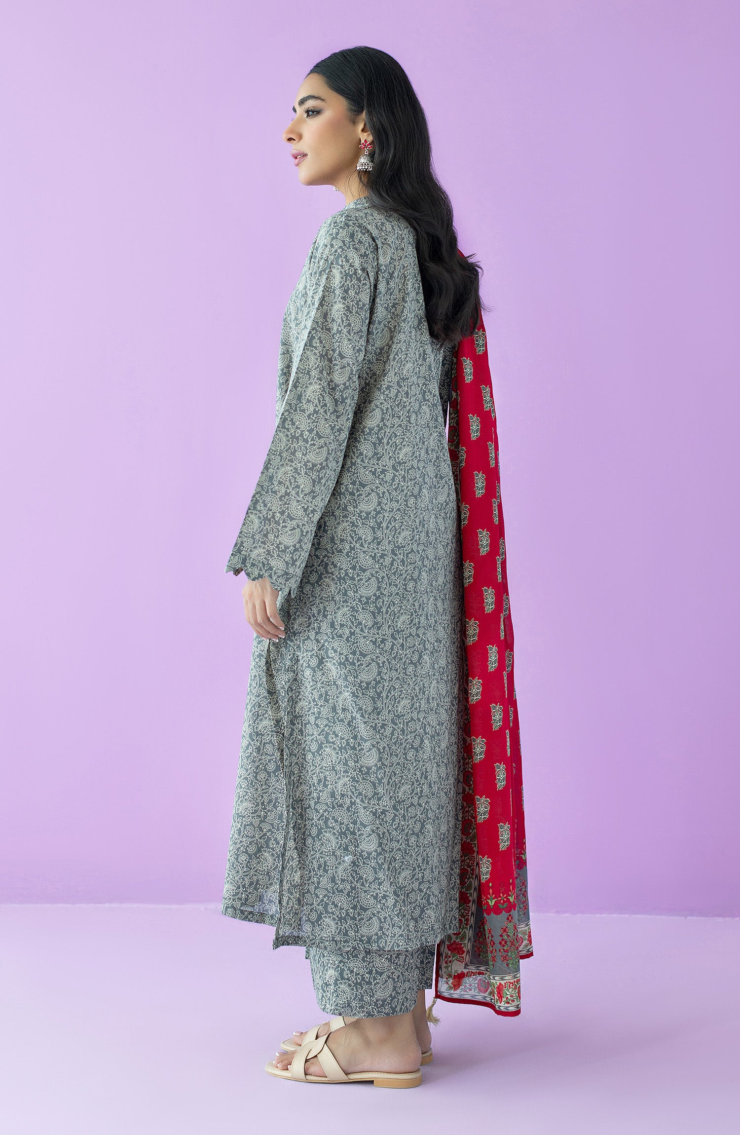 OTL-23-209/U GREY LAWN  UNSTITCHED SHIRT DUPATTA PANTS