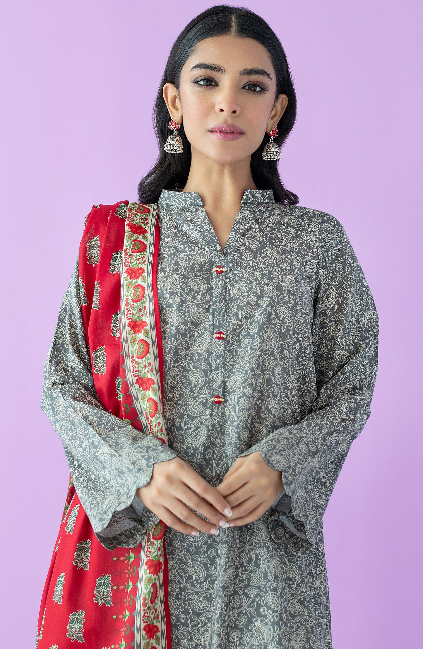OTL-23-209/U GREY LAWN  UNSTITCHED SHIRT DUPATTA PANTS