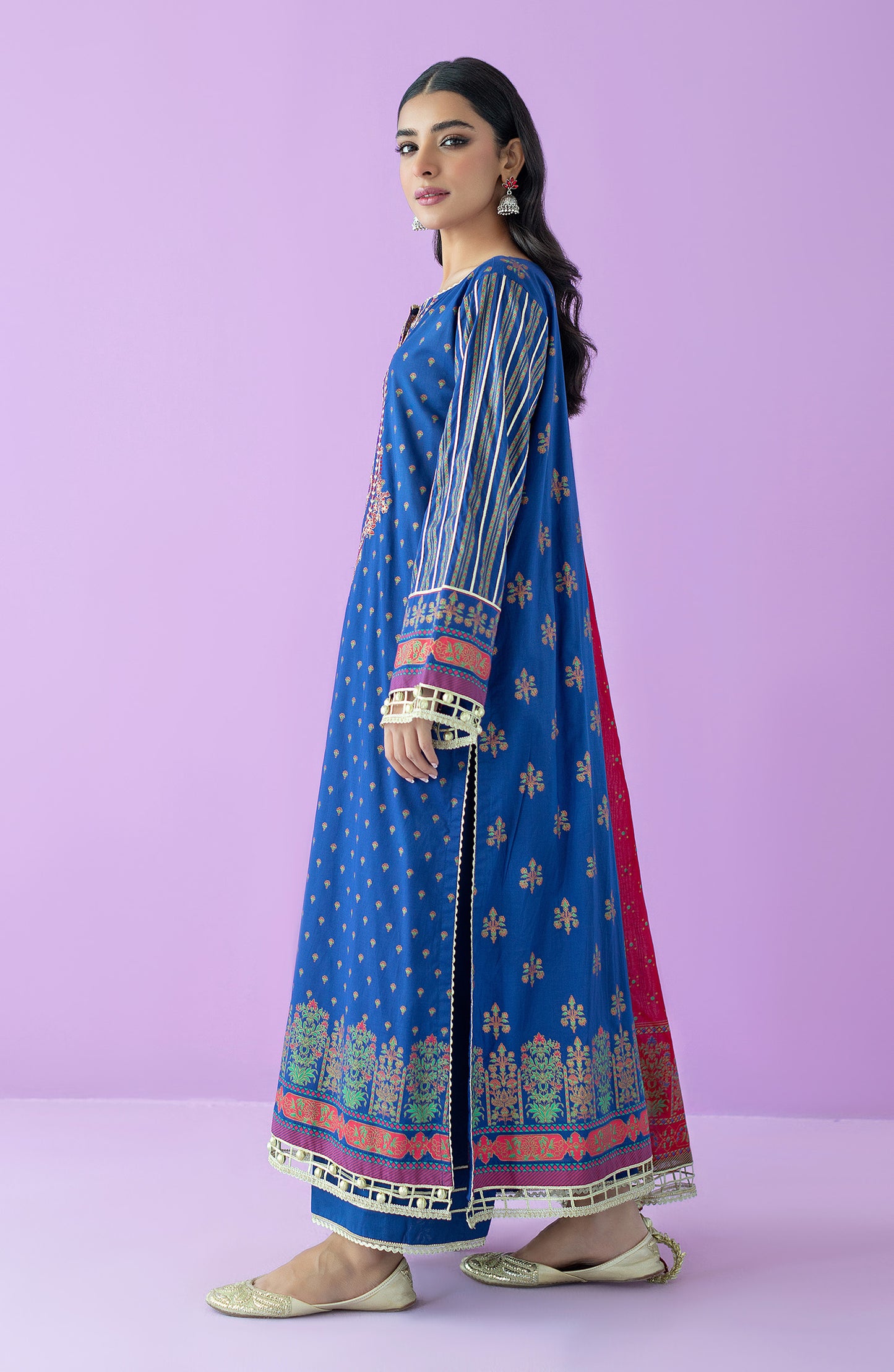 OTL-23-159/U BLUE LAWN  UNSTITCHED SHIRT DUPATTA PANTS