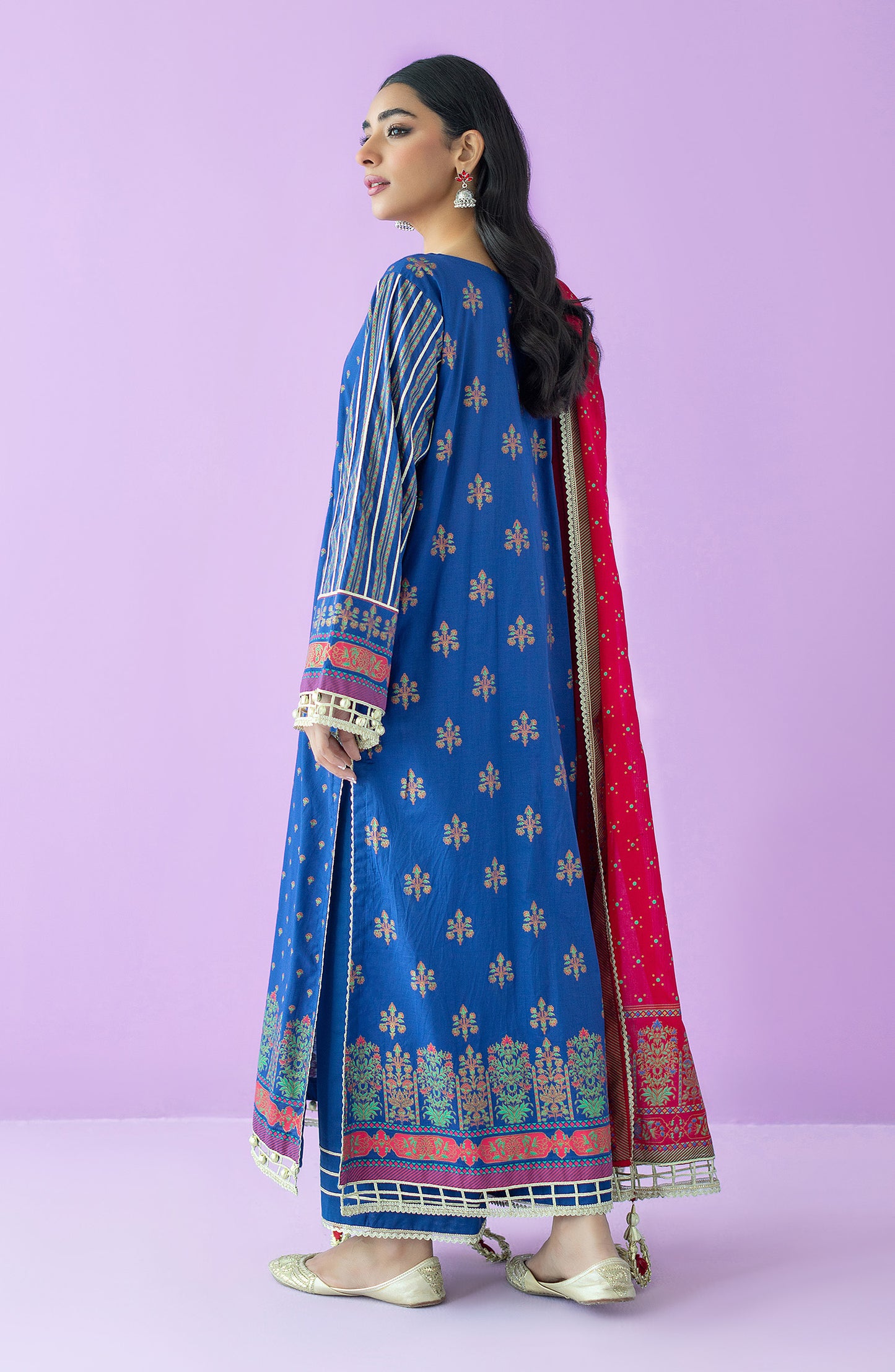 OTL-23-159/U BLUE LAWN  UNSTITCHED SHIRT DUPATTA PANTS