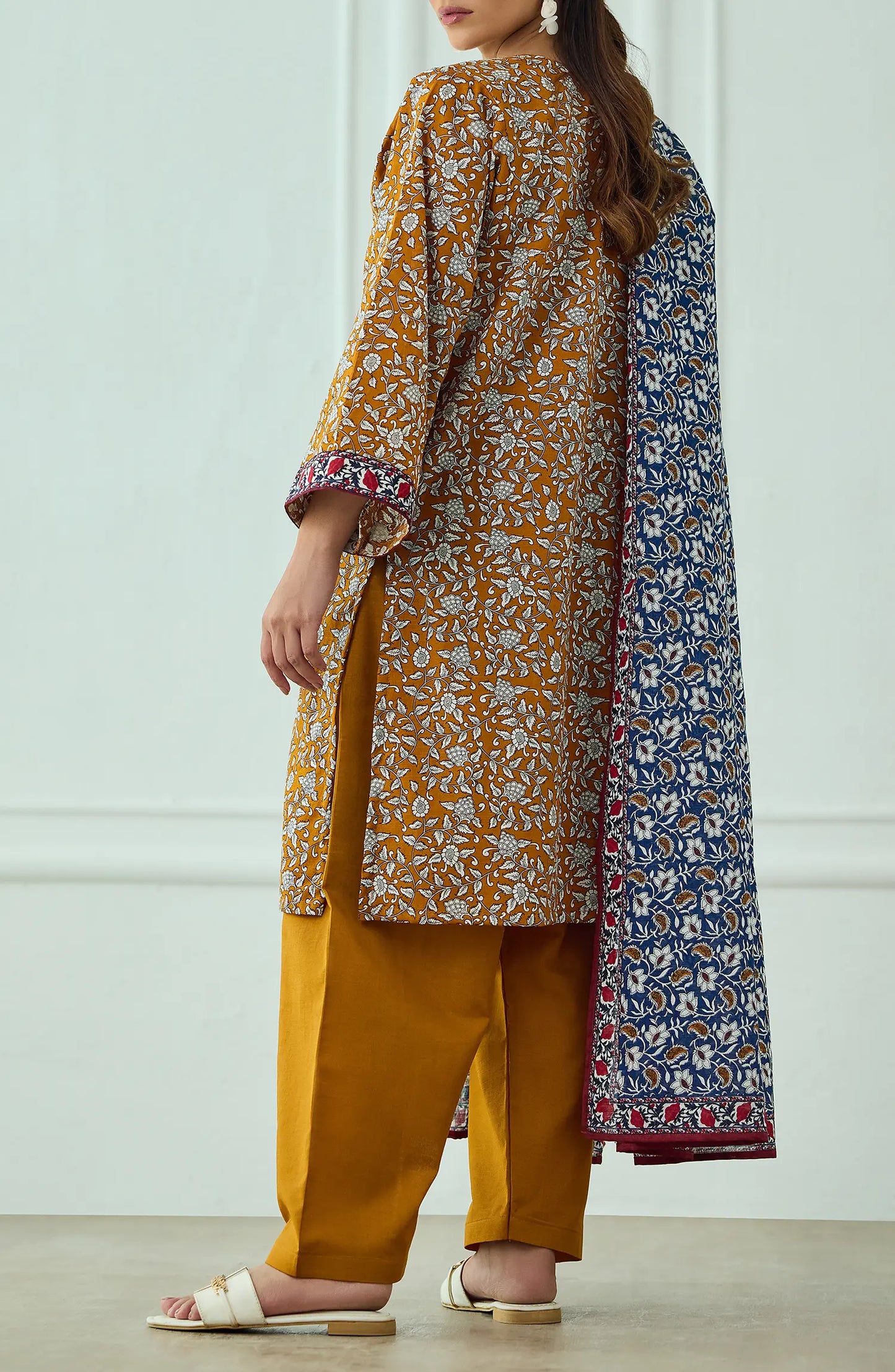 Unstitched | 3 Piece | Printed | Khaddar Shirt | OTL-25-444/U OCHRE
