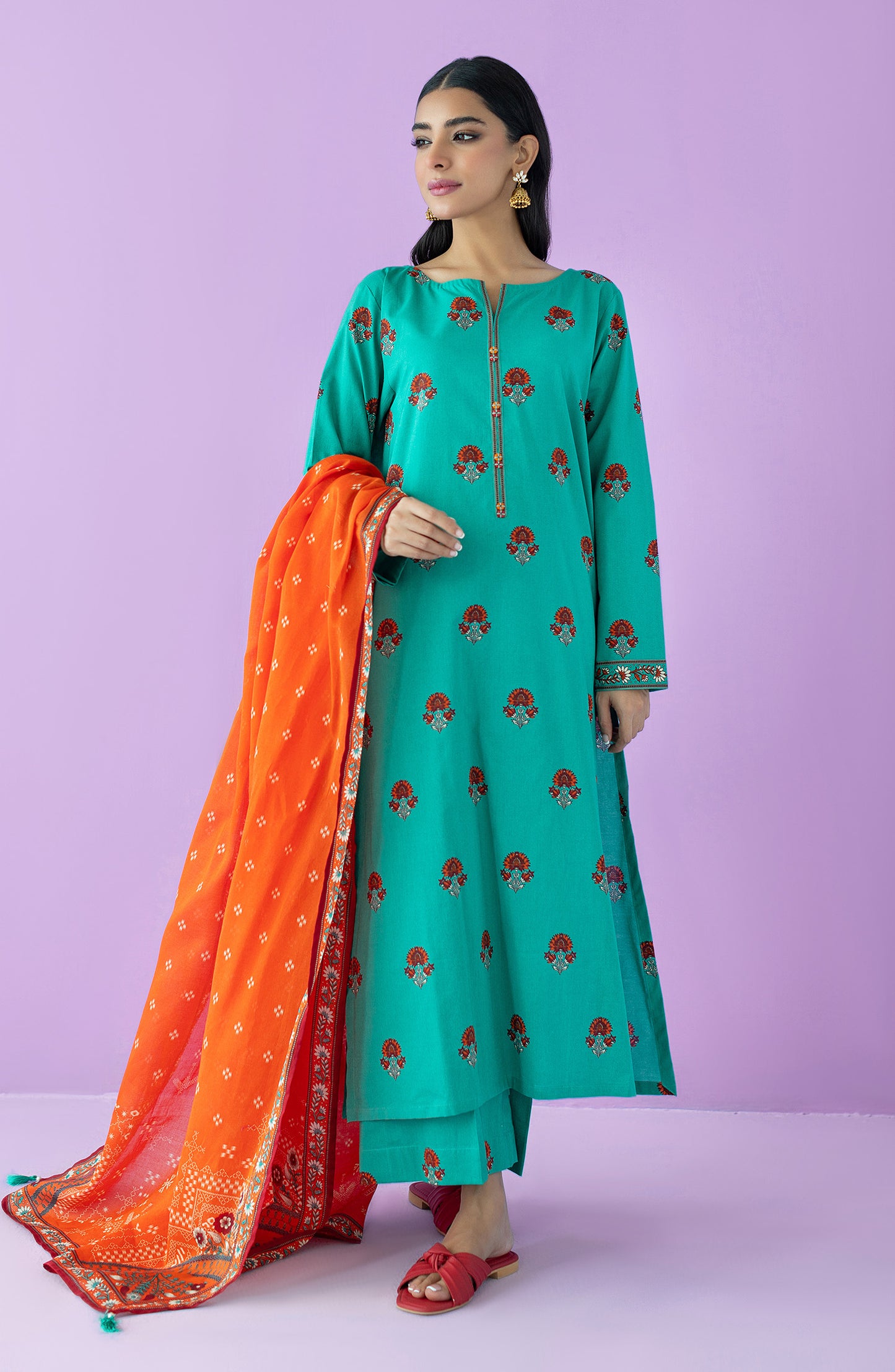 OTL-23-167/U TEAL LAWN  UNSTITCHED SHIRT DUPATTA PANTS