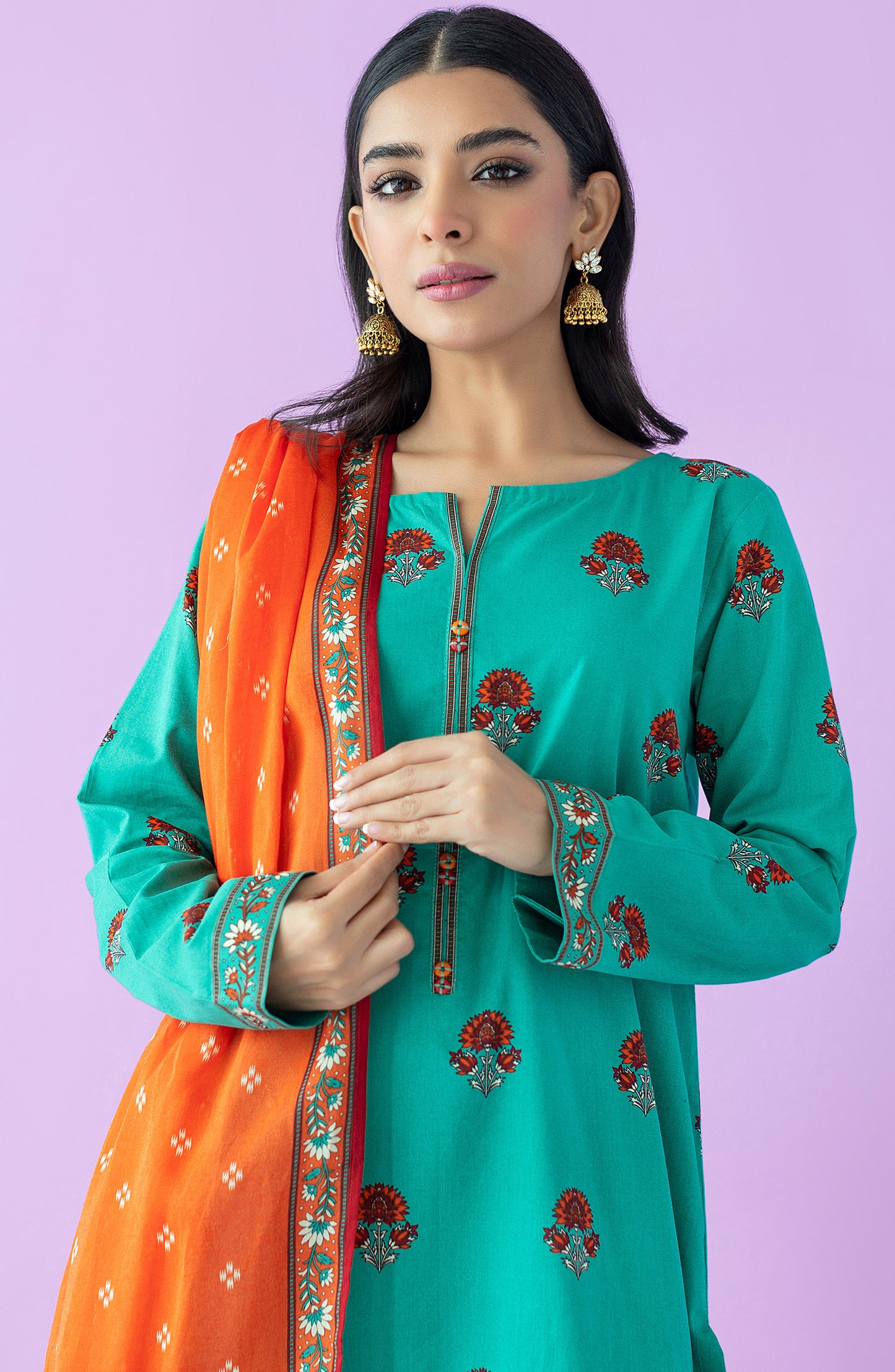OTL-23-167/U TEAL LAWN  UNSTITCHED SHIRT DUPATTA PANTS