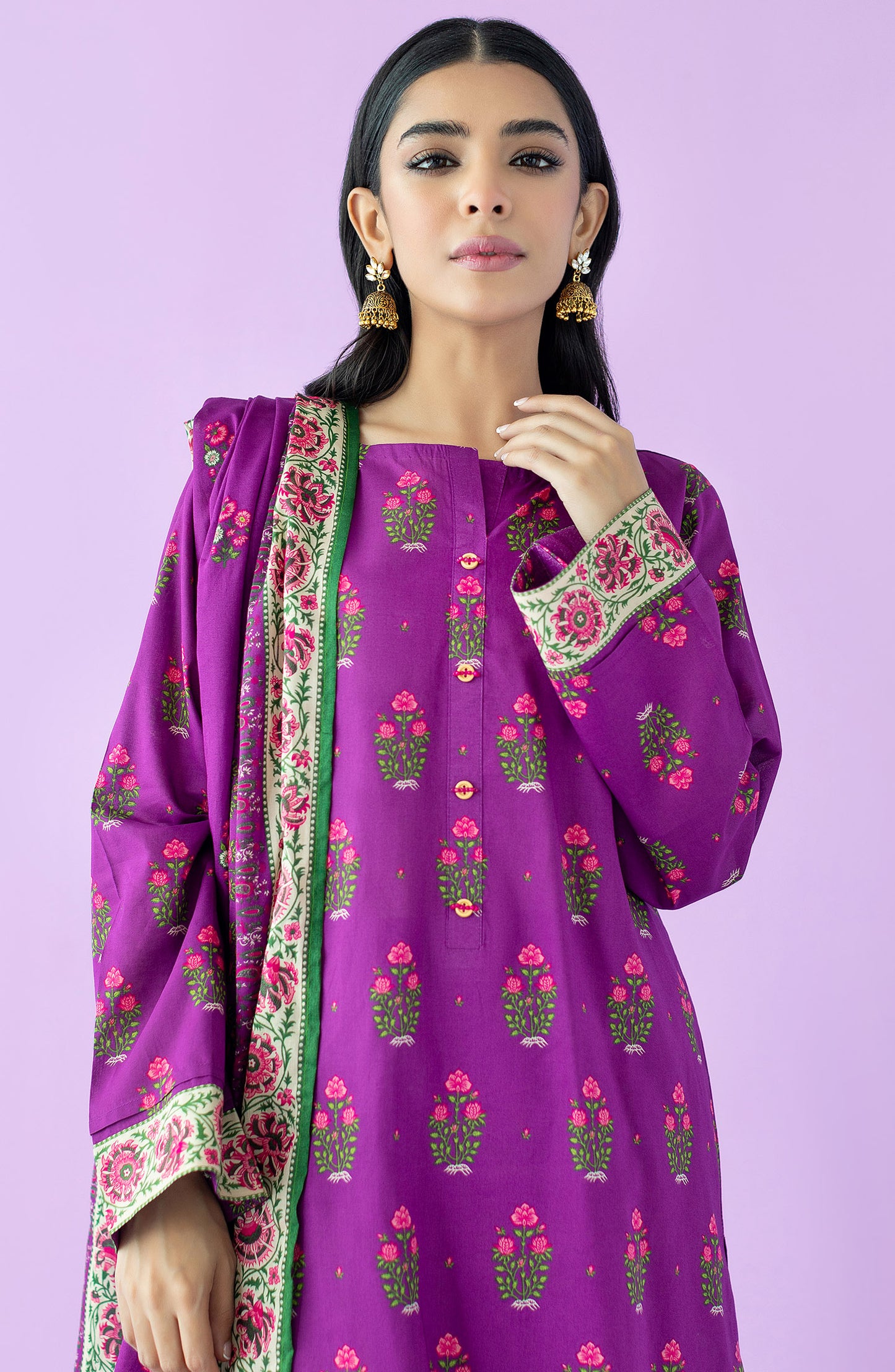 NRDS-23-065/U PURPLE LAWN  UNSTITCHED SHIRT DUPATTA