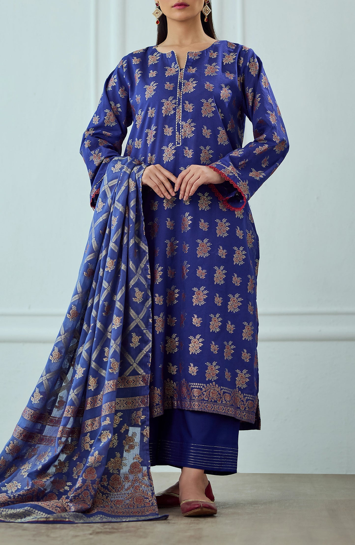 Unstitched | 3 Piece | Weaved | Jacquard Shirt | OTL-25-078/U BLUE