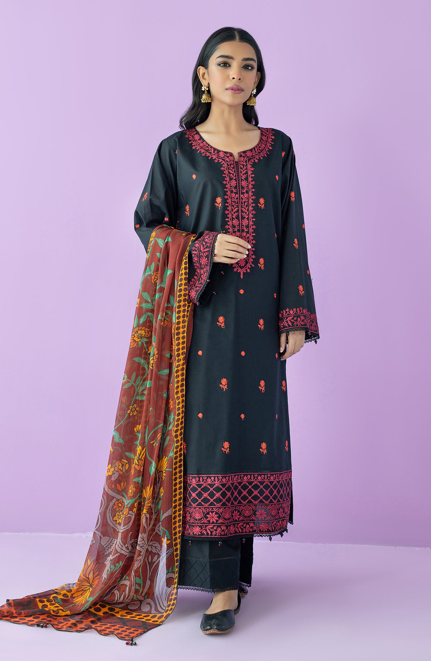 OTL-23-204/U BLACK LAWN  UNSTITCHED SHIRT DUPATTA PANTS