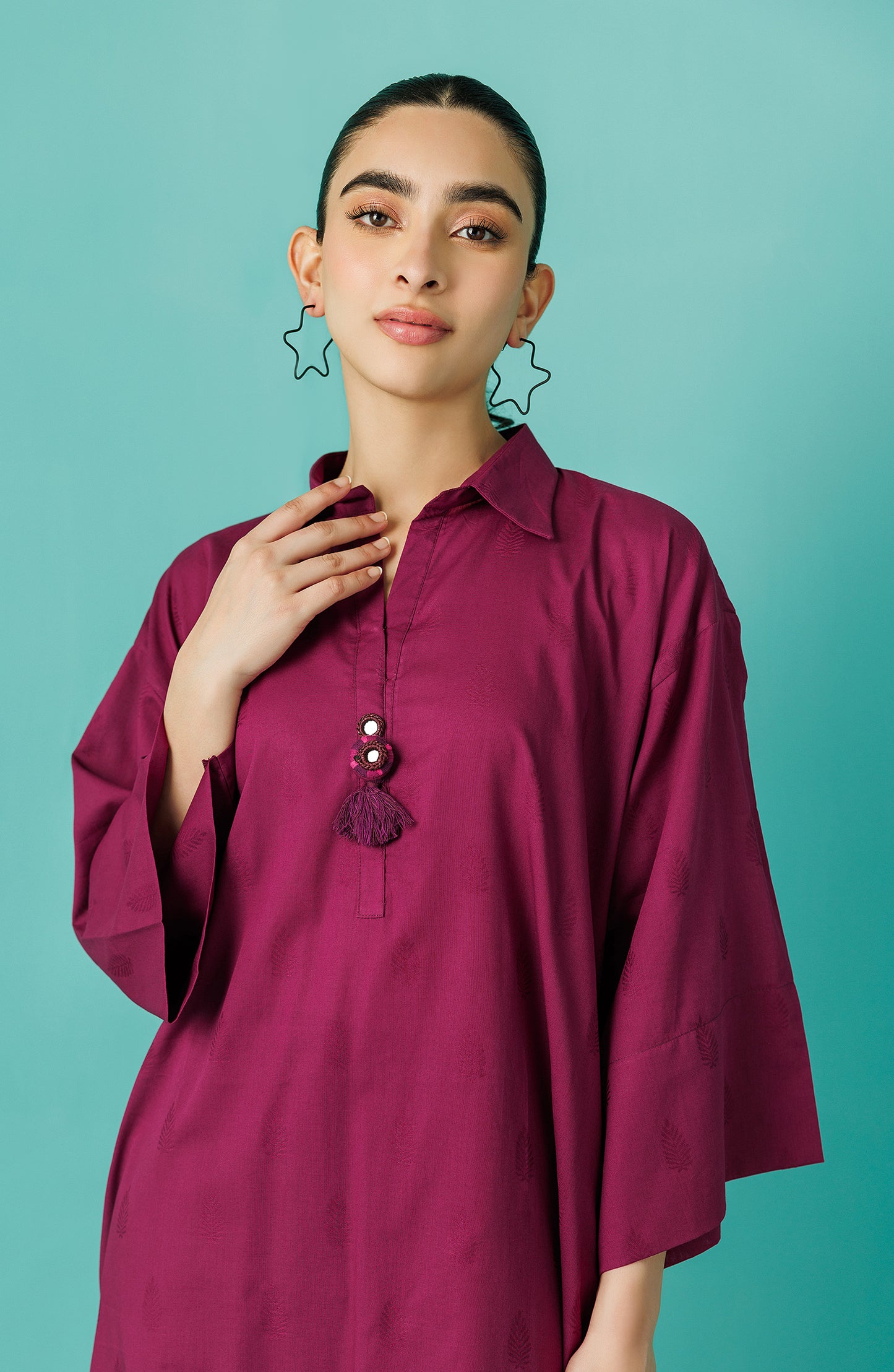 Stitched 2 Piece Plain Jacquard Shirt and Jacquard Pant (WRCJ24S-2004)