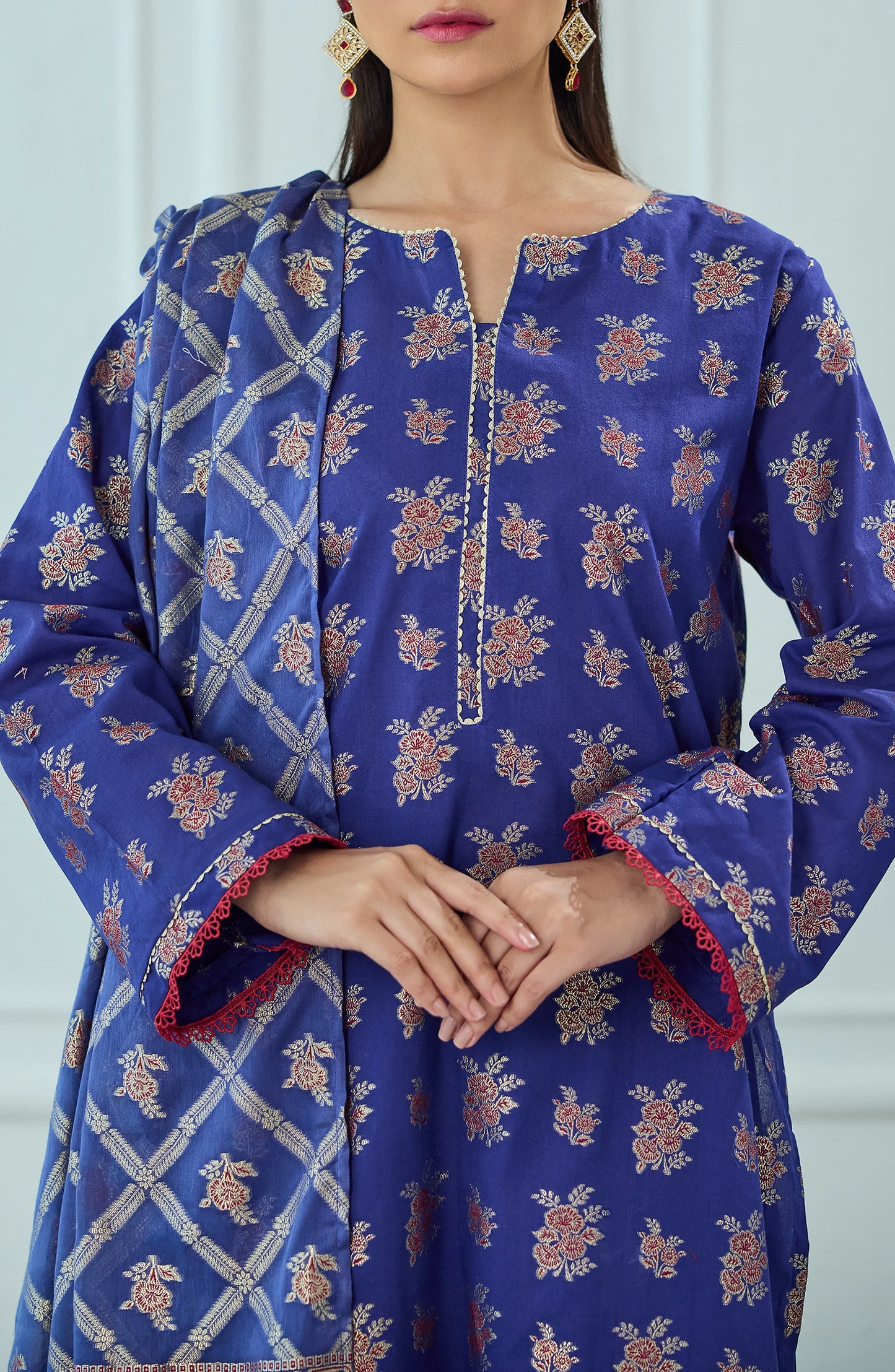 Unstitched | 3 Piece | Weaved | Jacquard Shirt | OTL-25-078/U BLUE