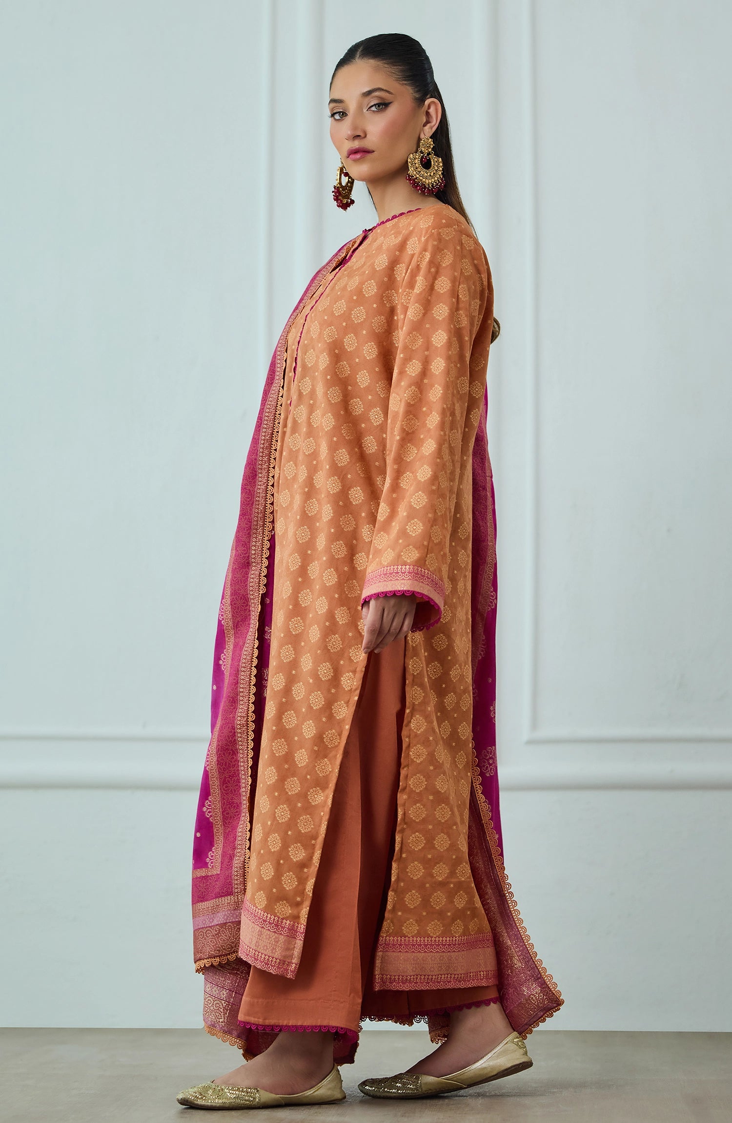 Unstitched | 3 Piece | Weaved | Jacquard Shirt | OTL-25-076/U RUST