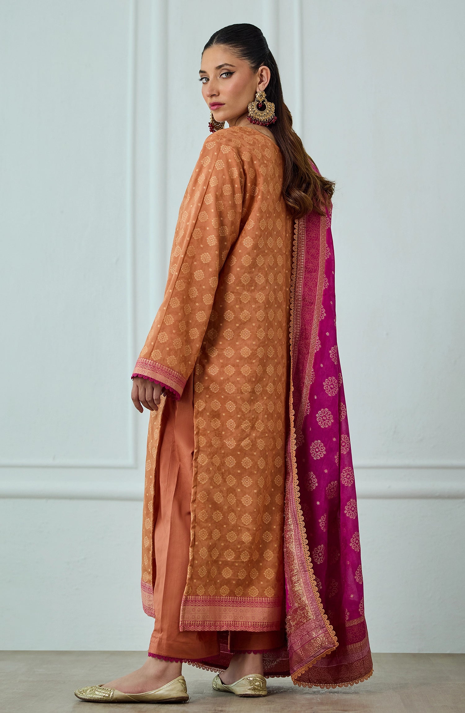 Unstitched | 3 Piece | Weaved | Jacquard Shirt | OTL-25-076/U RUST