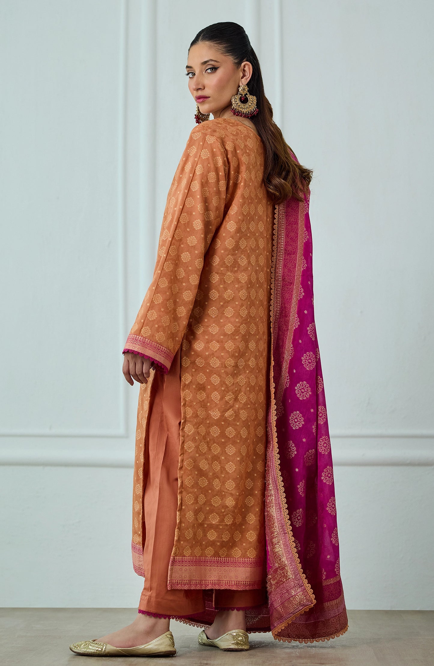 Unstitched | 3 Piece | Weaved | Jacquard Shirt | OTL-25-076/U RUST