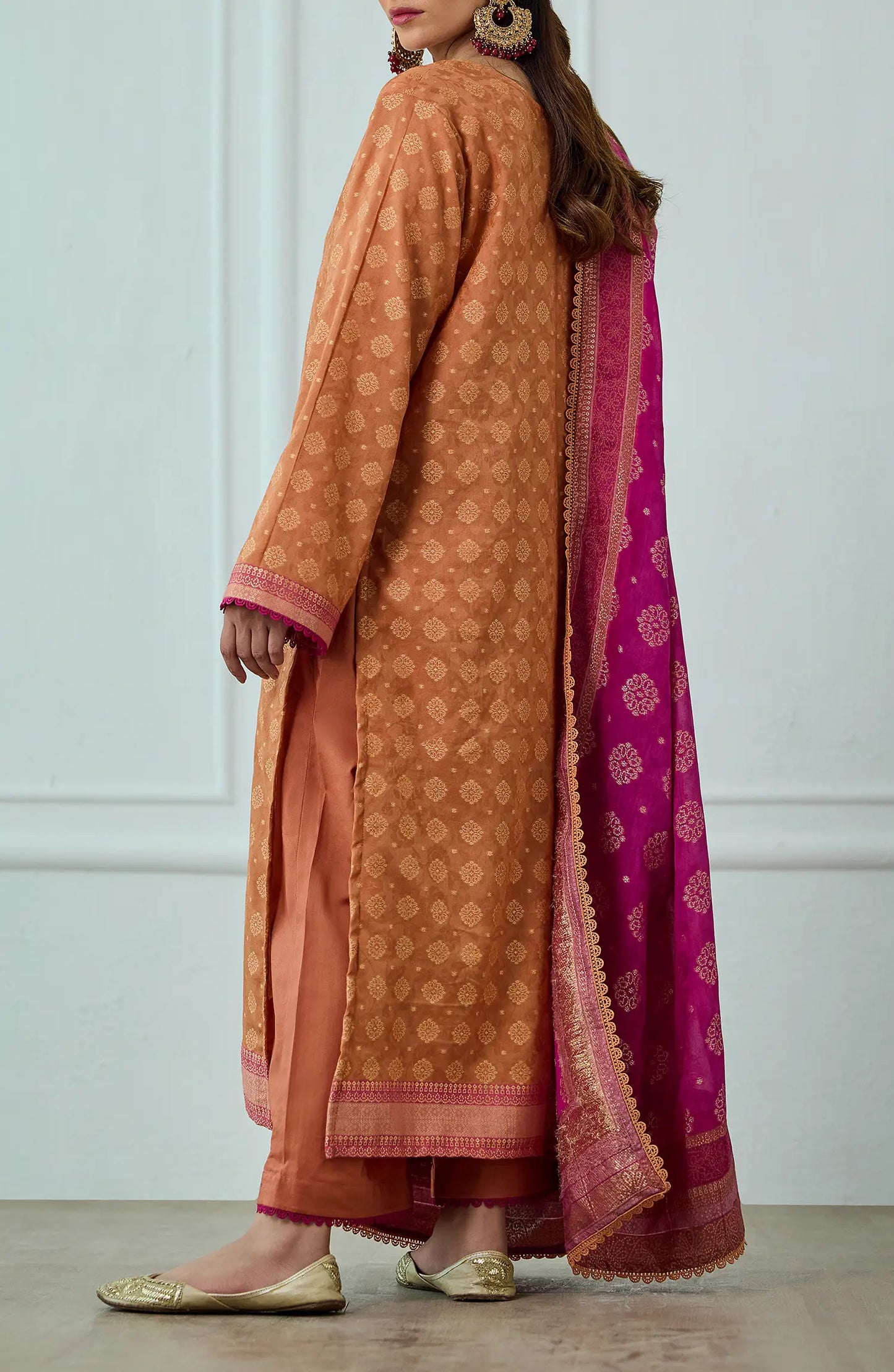 Unstitched | 3 Piece | Weaved | Jacquard Shirt | OTL-25-076/U RUST