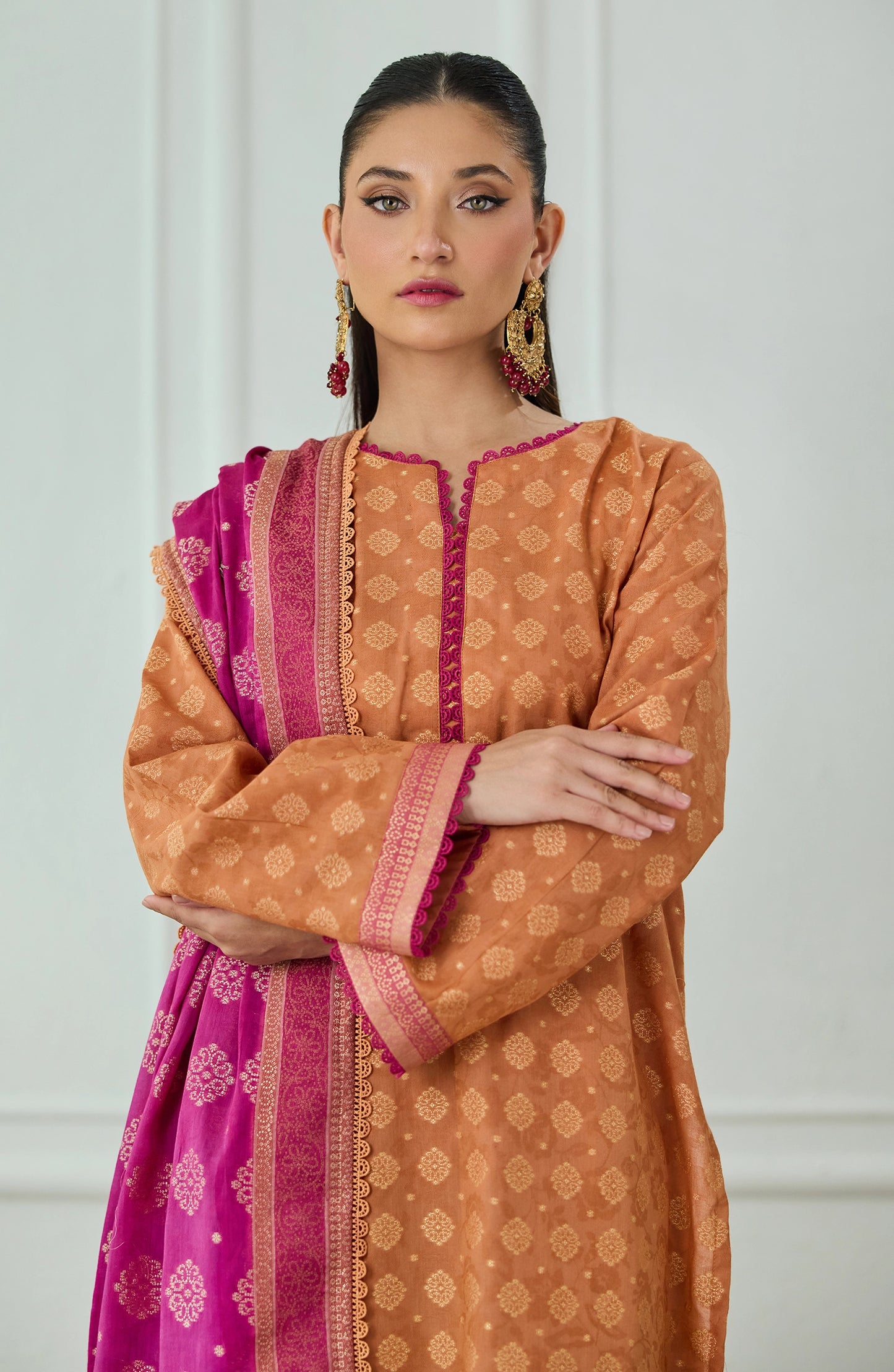 Unstitched | 3 Piece | Weaved | Jacquard Shirt | OTL-25-076/U RUST