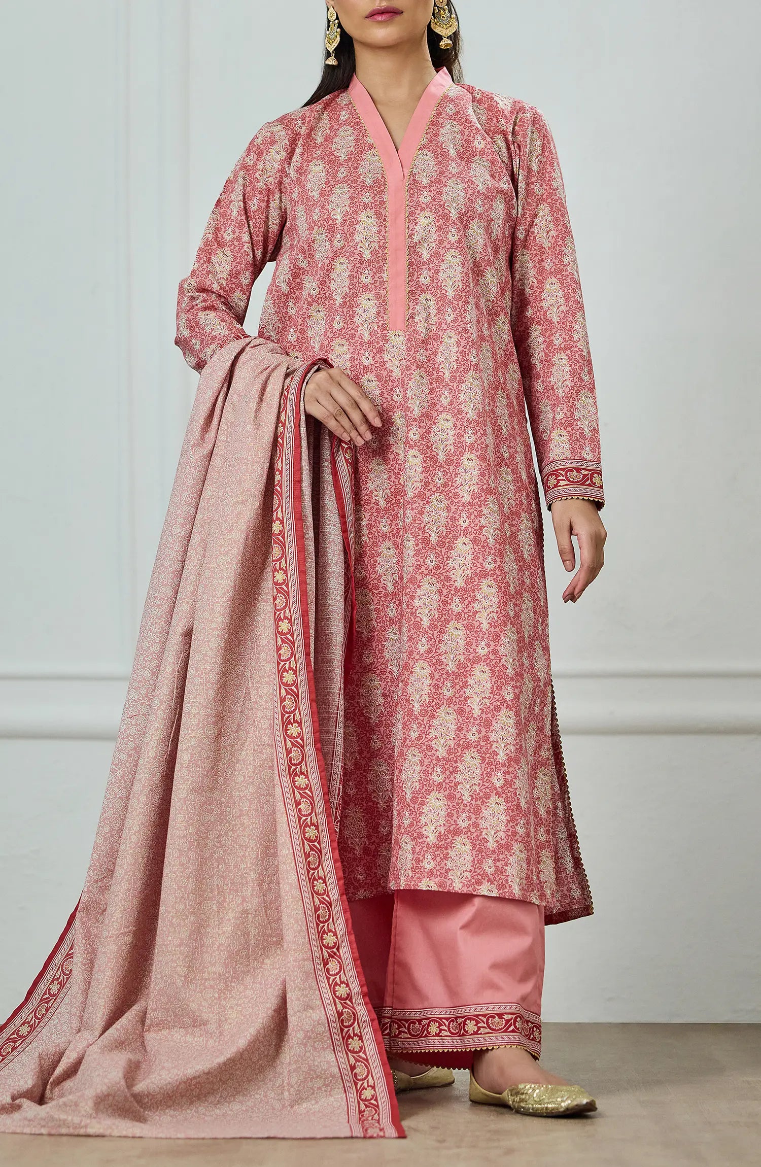 Unstitched | 3 Piece | Printed | Texture Lawn Shirt | OTL-25-532/U PINK