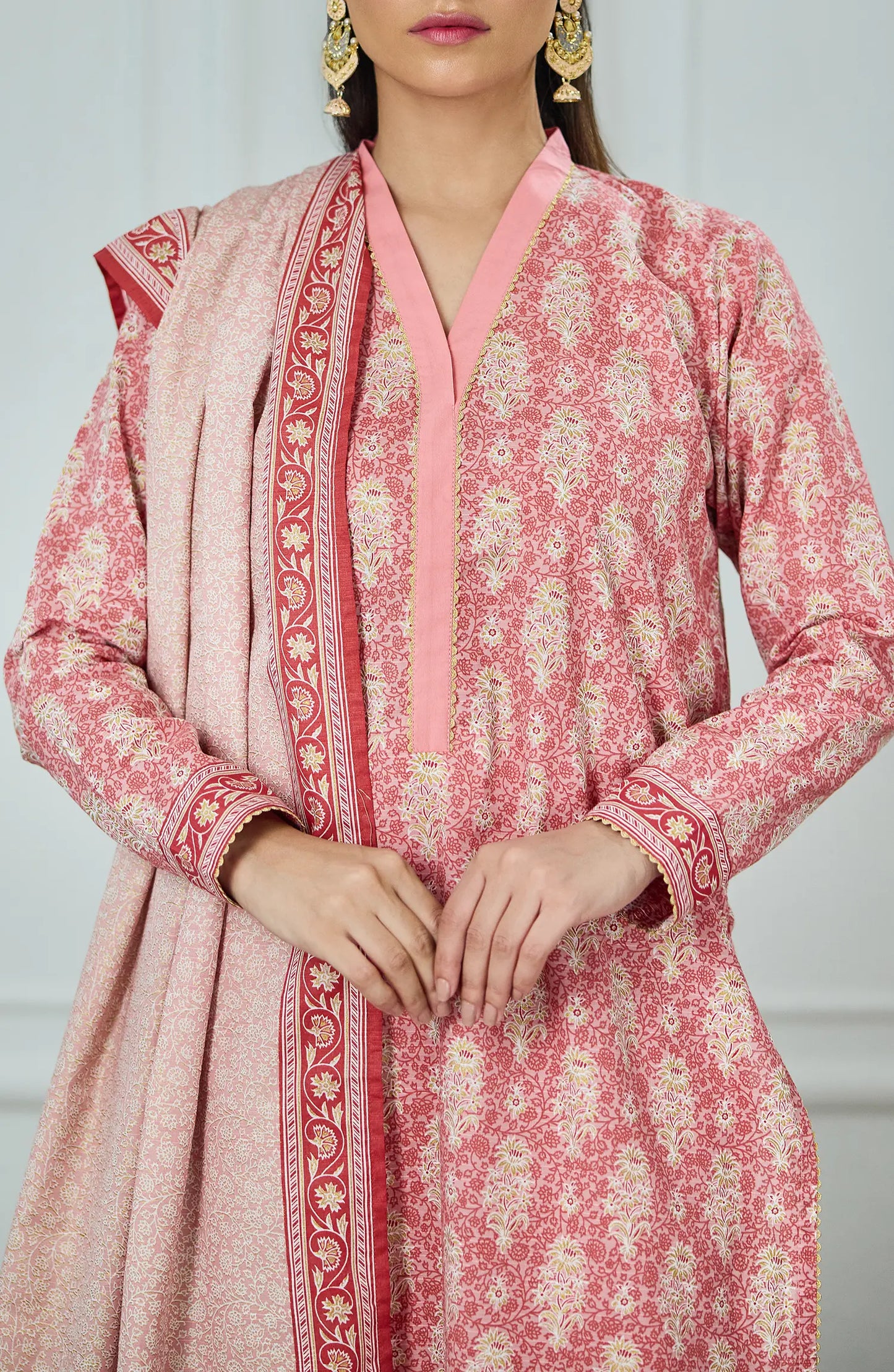 Unstitched | 3 Piece | Printed | Texture Lawn Shirt | OTL-25-532/U PINK