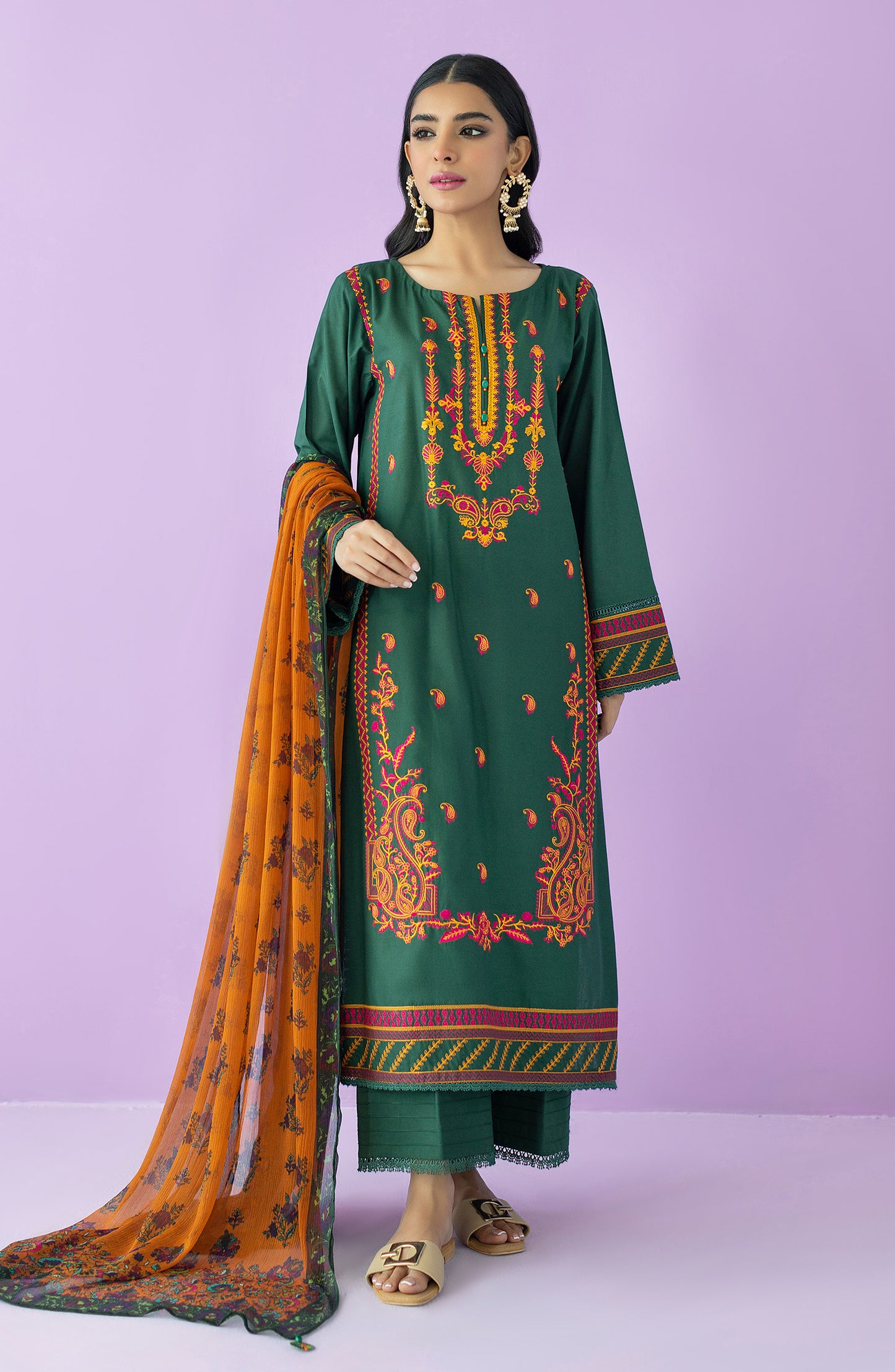OTL-23-168/U GREEN LAWN  UNSTITCHED SHIRT DUPATTA PANTS