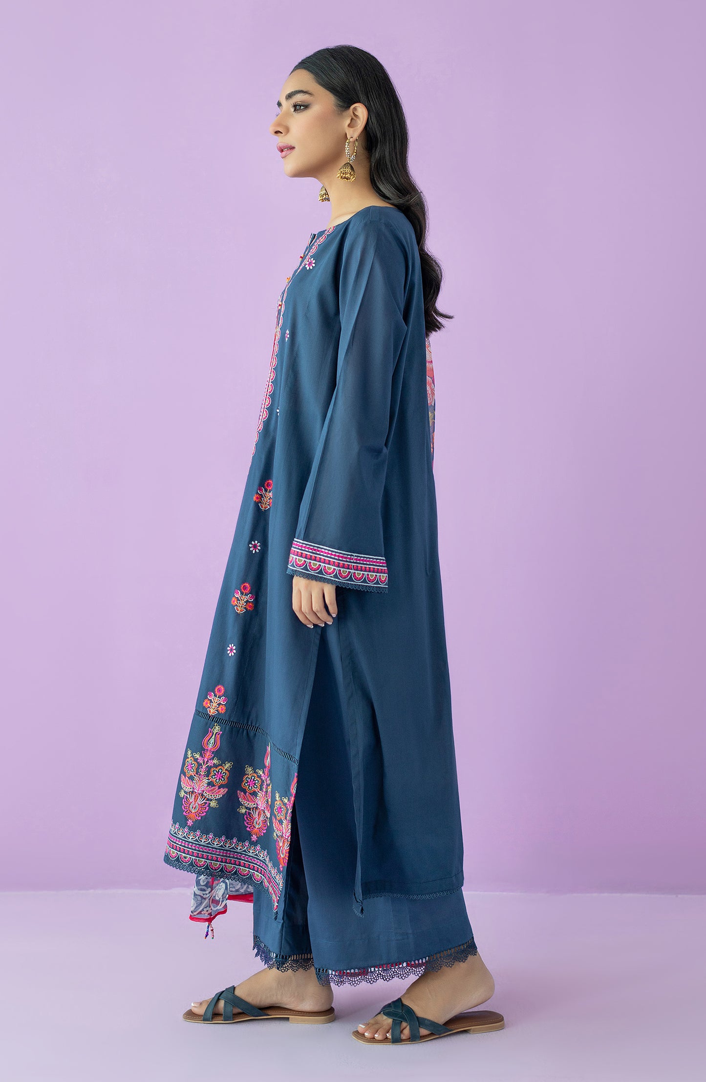 OTL-23-206/U BLUE LAWN  UNSTITCHED SHIRT DUPATTA PANTS