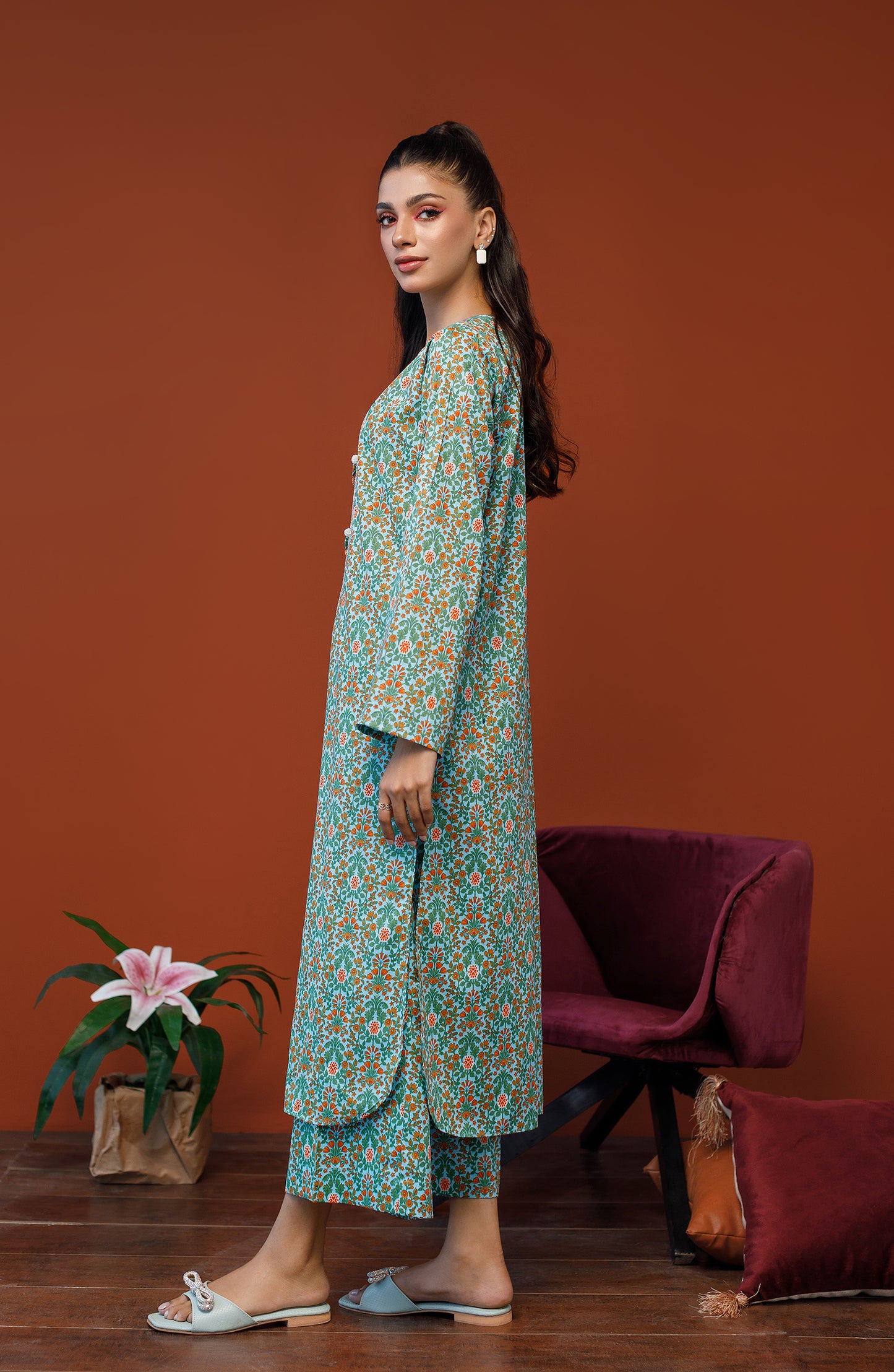 NRDS-23-149/U L.BLUE COTTON SLUB Women UNSTITCHED SHIRT PANTS