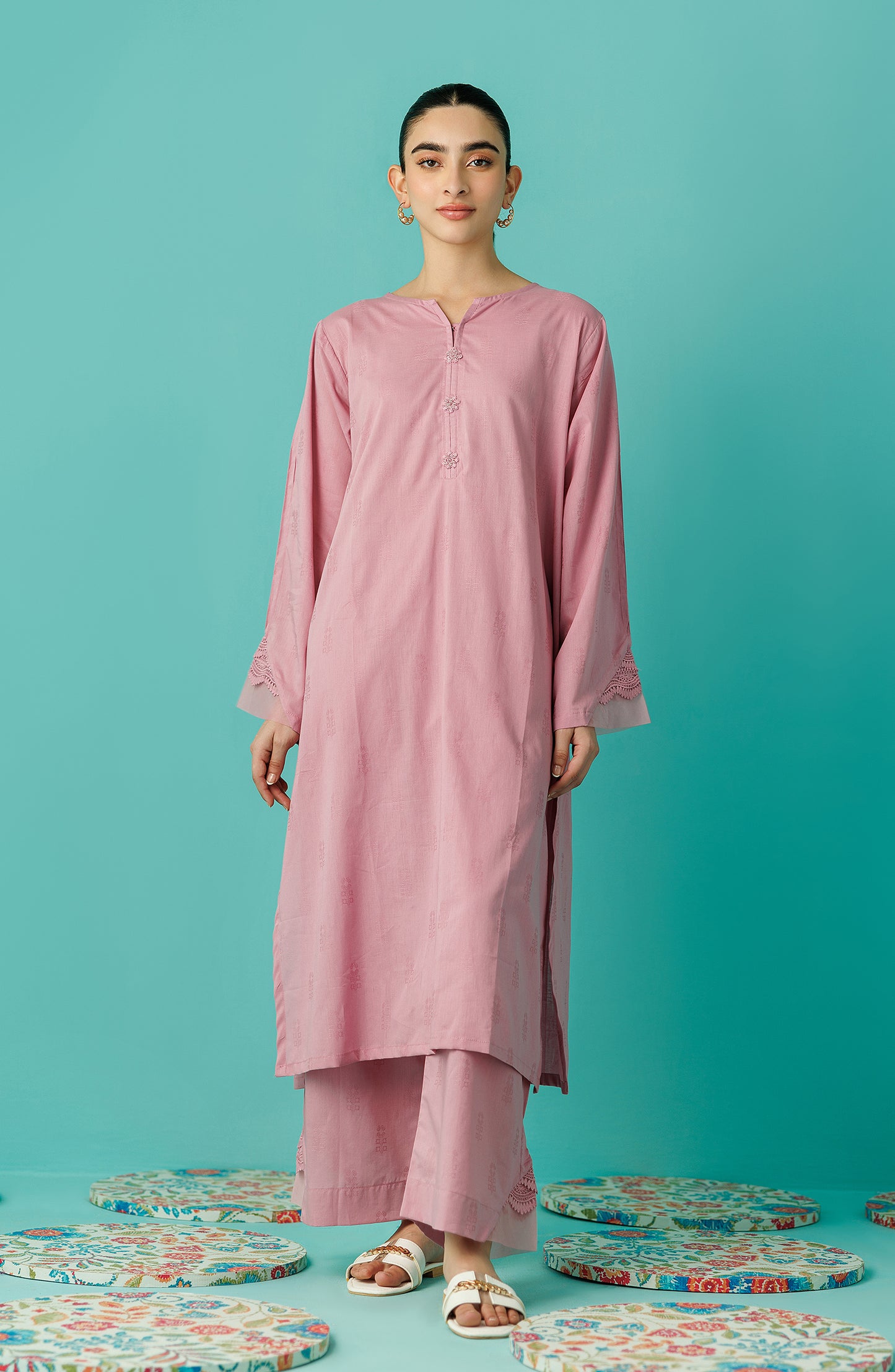 Stitched 2 Piece Plain Jacquard Shirt and Jacquard Pant (WRCJ24S-2006)