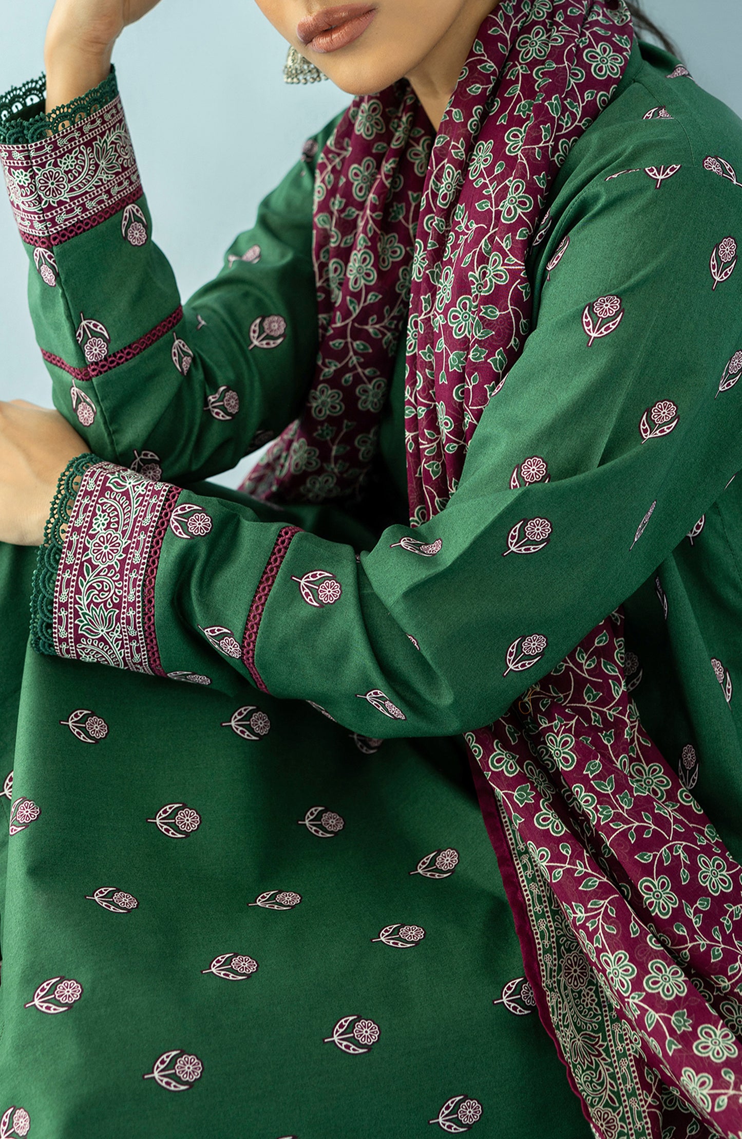 OTL-24-077/U GREEN LAWN Women UNSTITCHED SHIRT DUPATTA PANTS