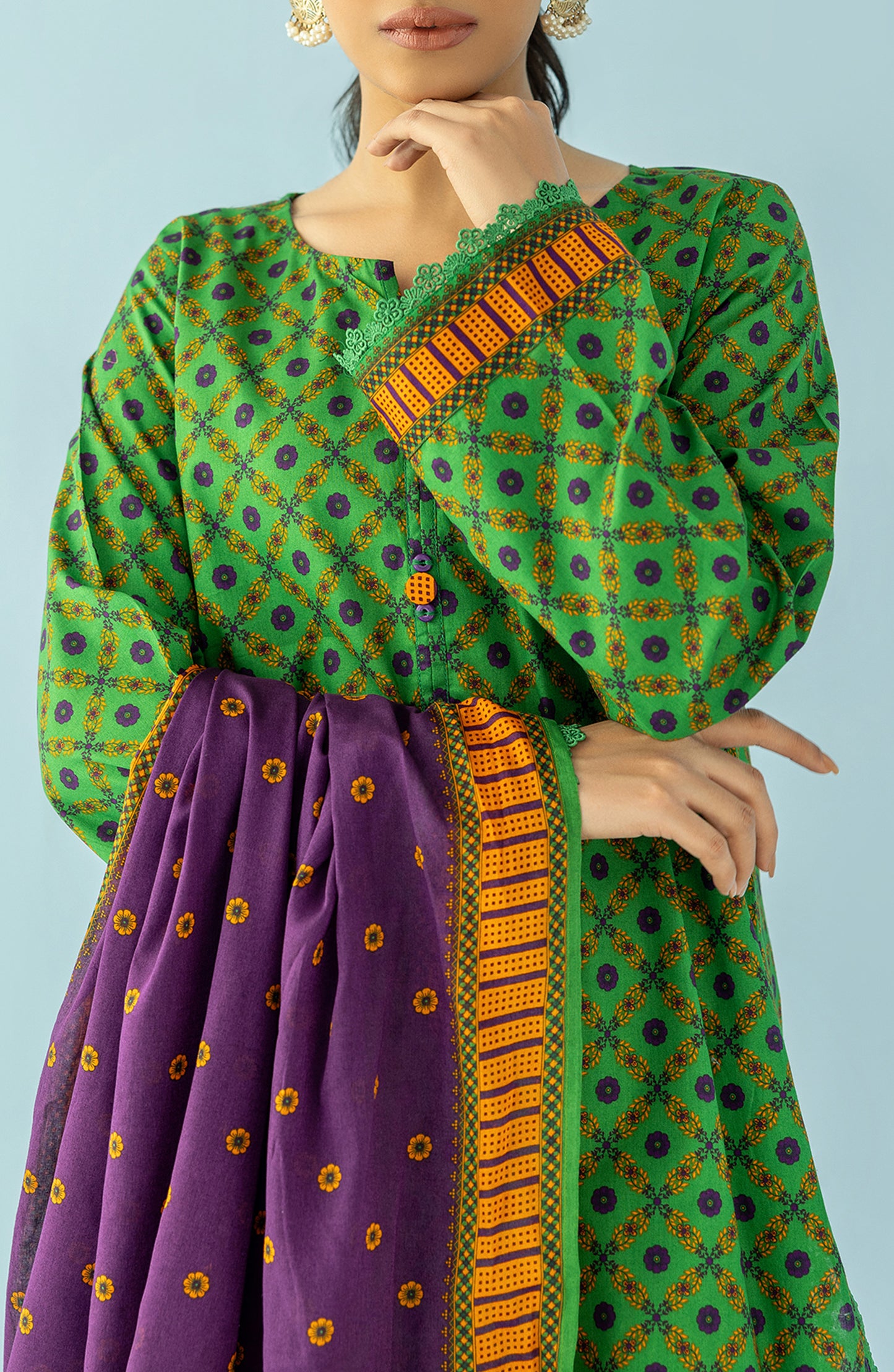 OTL-24-092/U GREEN LAWN Women UNSTITCHED SHIRT DUPATTA PANTS