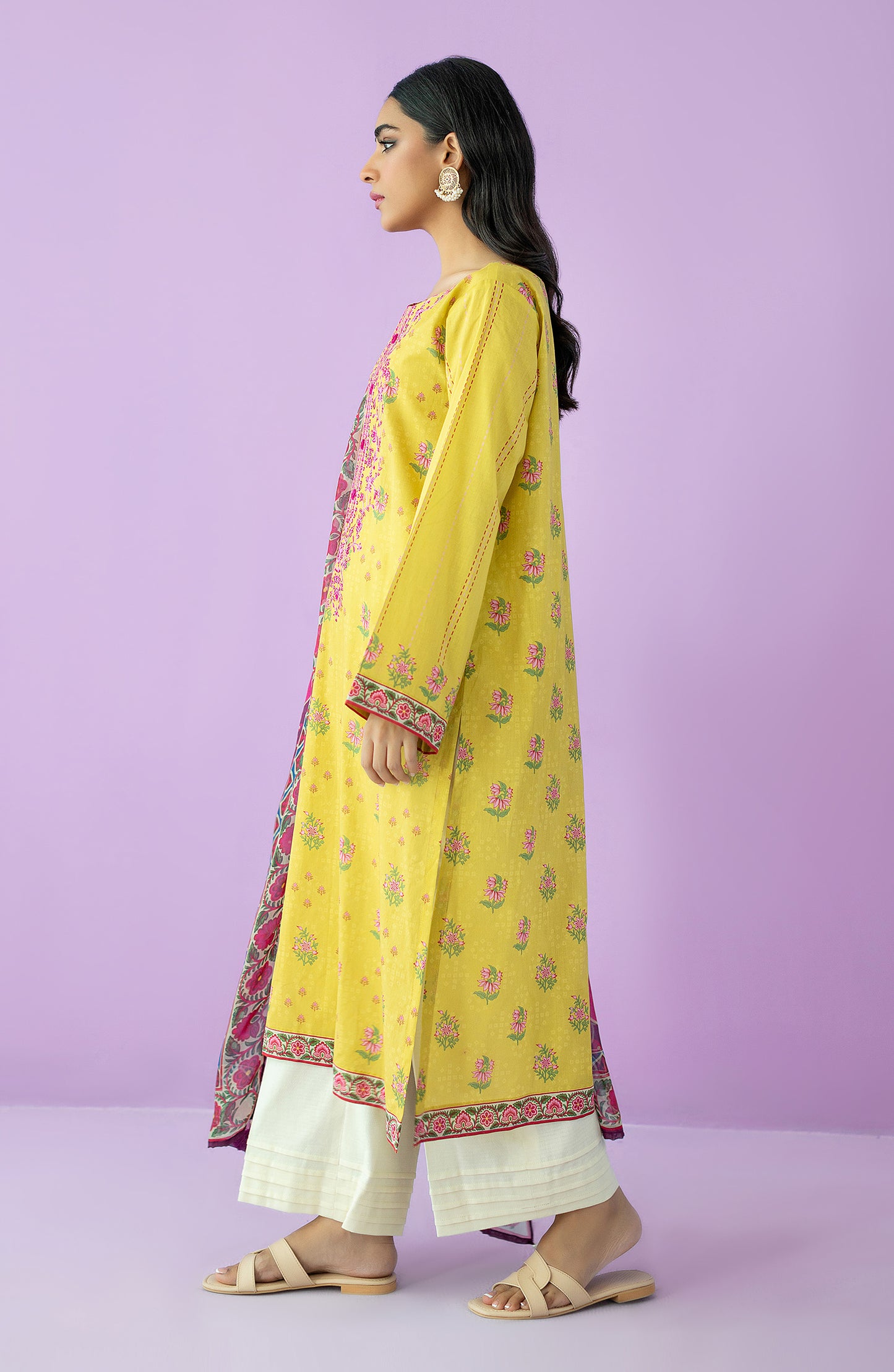 NRDS-23-066/U YELLOW LAWN  UNSTITCHED SHIRT DUPATTA
