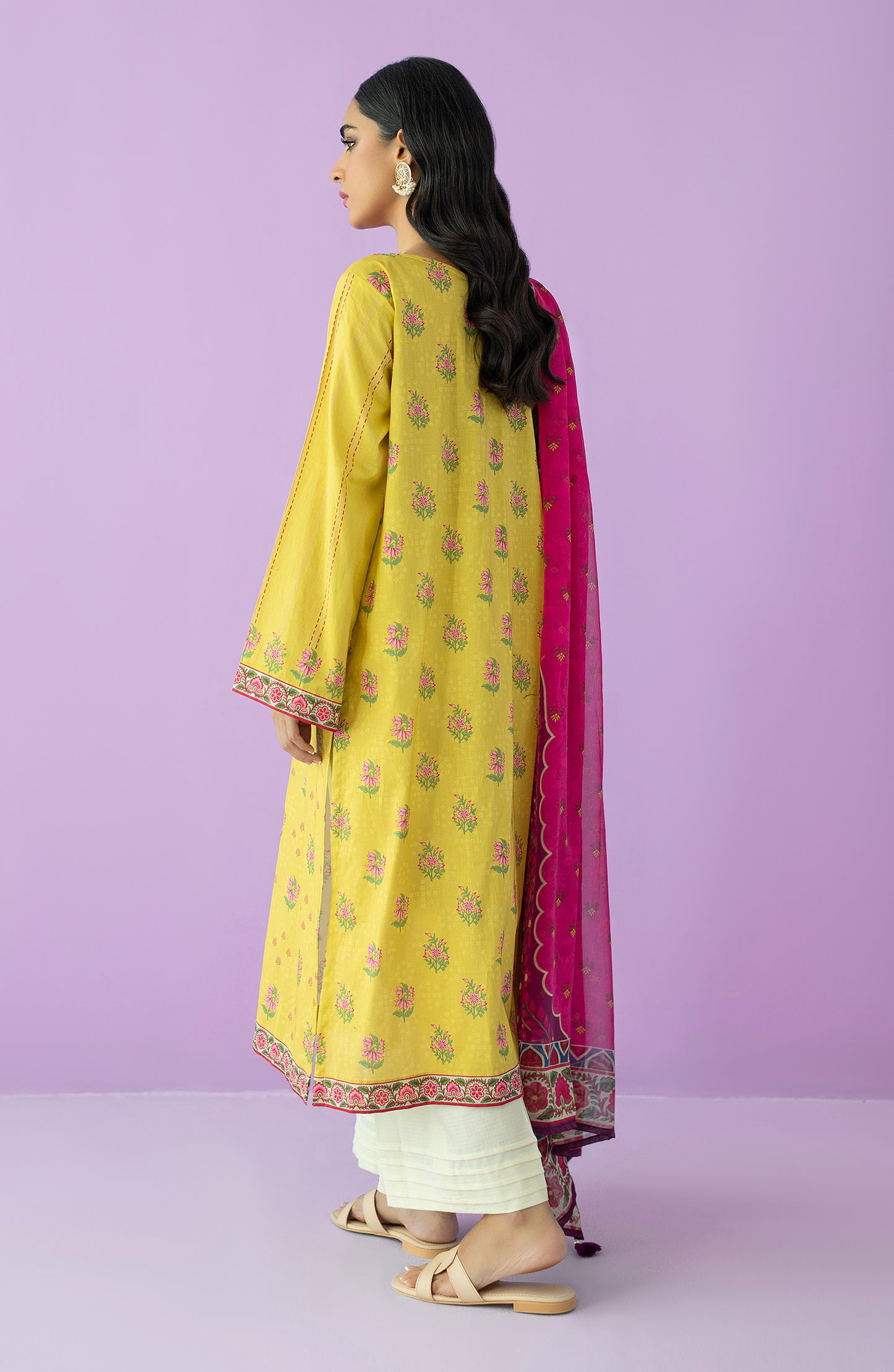 NRDS-23-066/U YELLOW LAWN  UNSTITCHED SHIRT DUPATTA