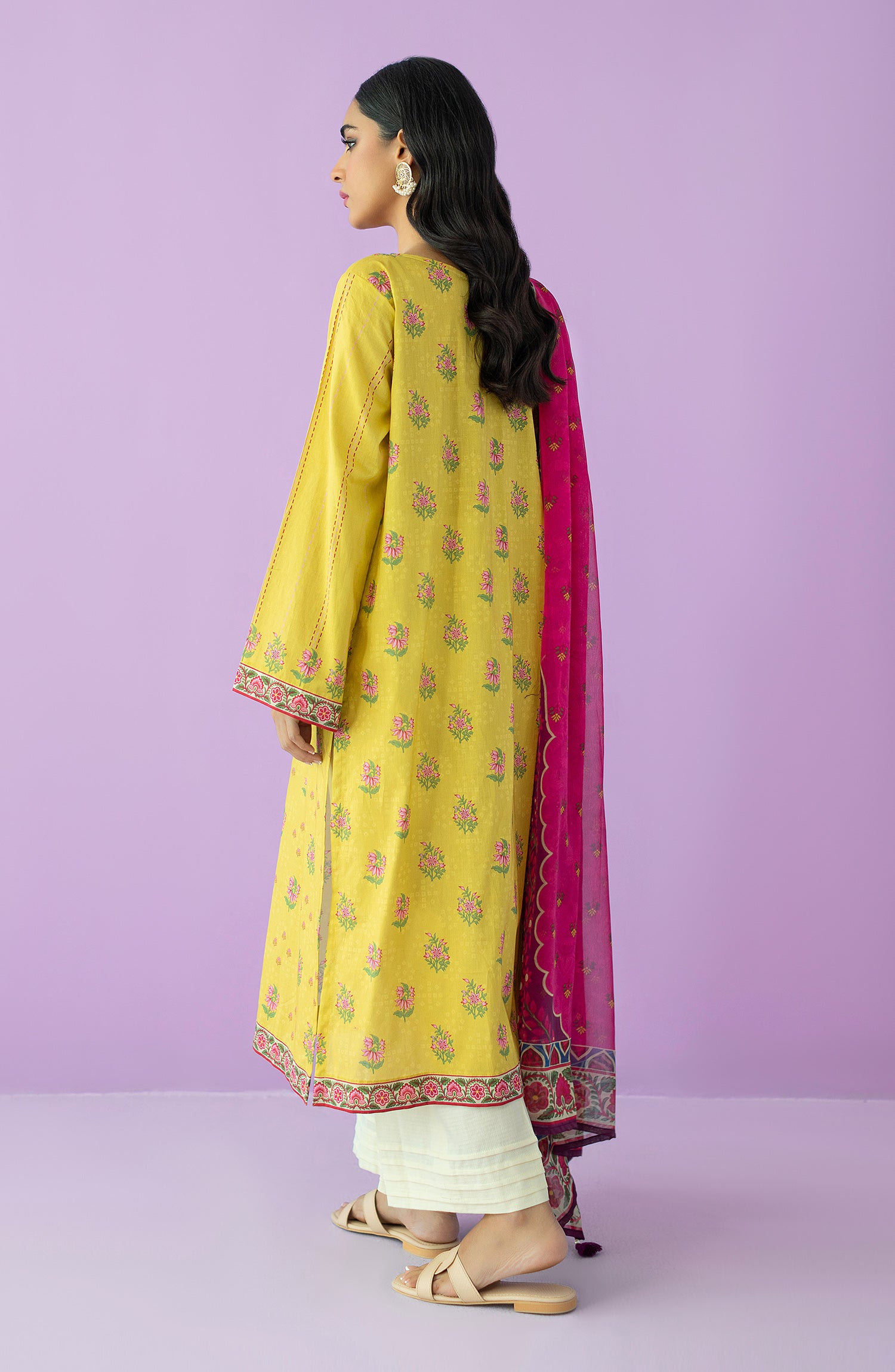 NRDS-23-066/U YELLOW LAWN  UNSTITCHED SHIRT DUPATTA