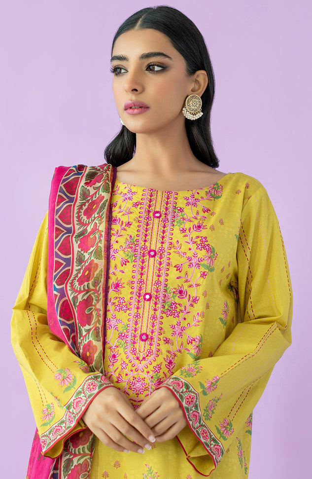 NRDS-23-066/U YELLOW LAWN  UNSTITCHED SHIRT DUPATTA
