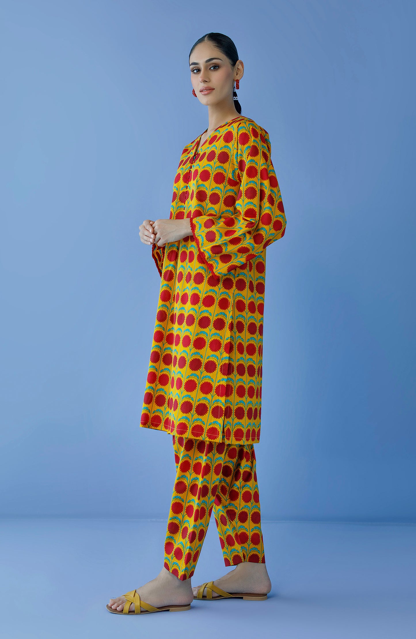 NRDS-23-196/U YELLOW CAMBRIC  UNSTITCHED SHIRT PANTS