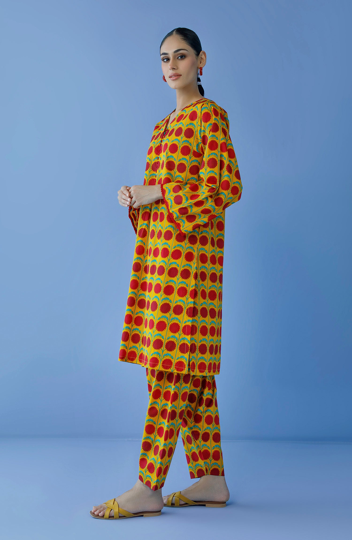 NRDS-23-196/U YELLOW CAMBRIC  UNSTITCHED SHIRT PANTS