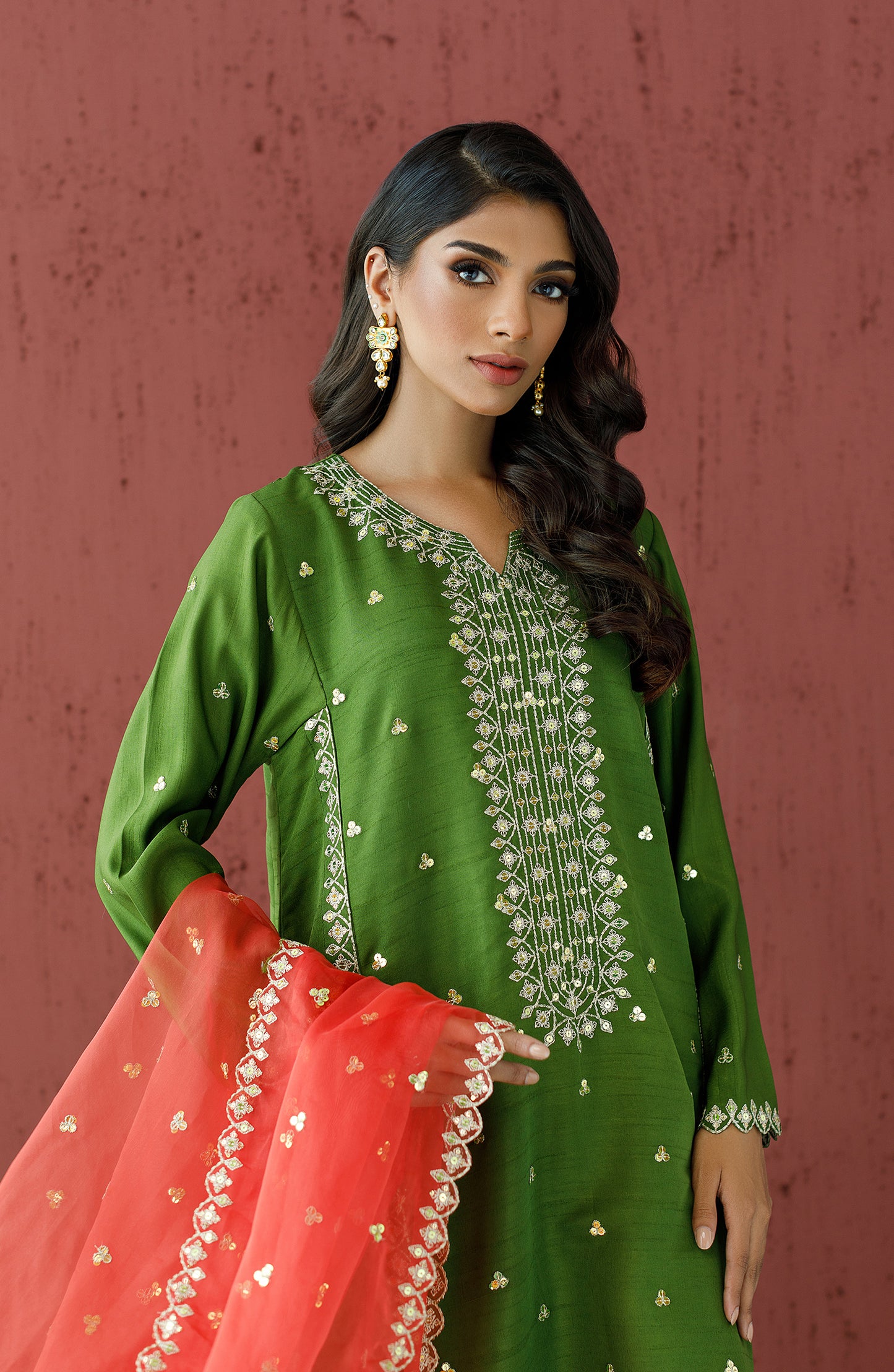 WRFR23W-3013 RAW SILK Women READY TO WEAR SHIRT DUPATTA PANTS