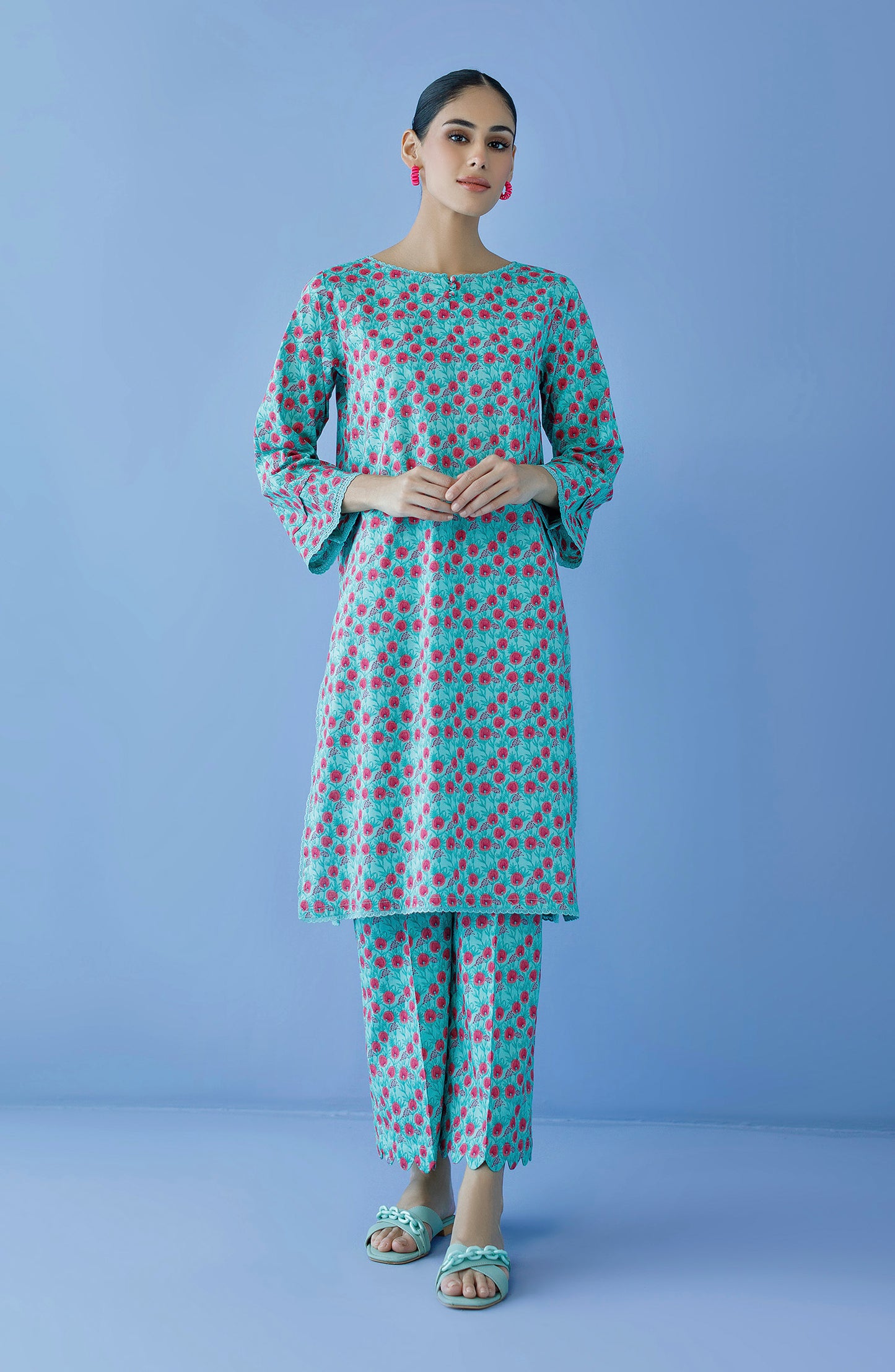 NRDS-23-194/U SEA GREEN CAMBRIC  UNSTITCHED SHIRT PANTS