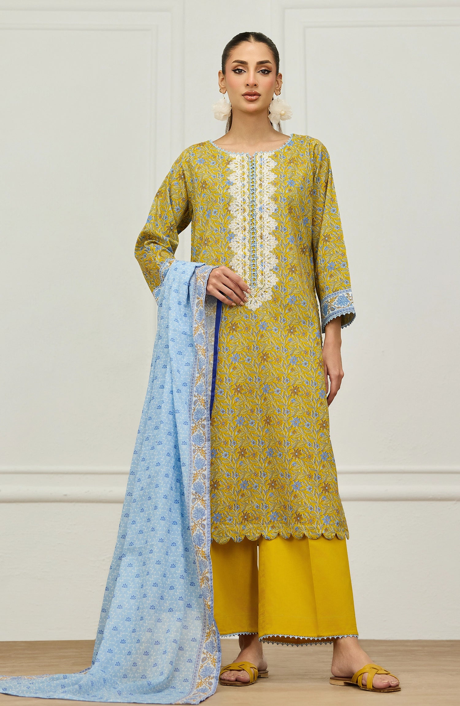 Unstitched | 3 Piece | Embroidered | Lawn Shirt | OTL-20056/U YELLOW