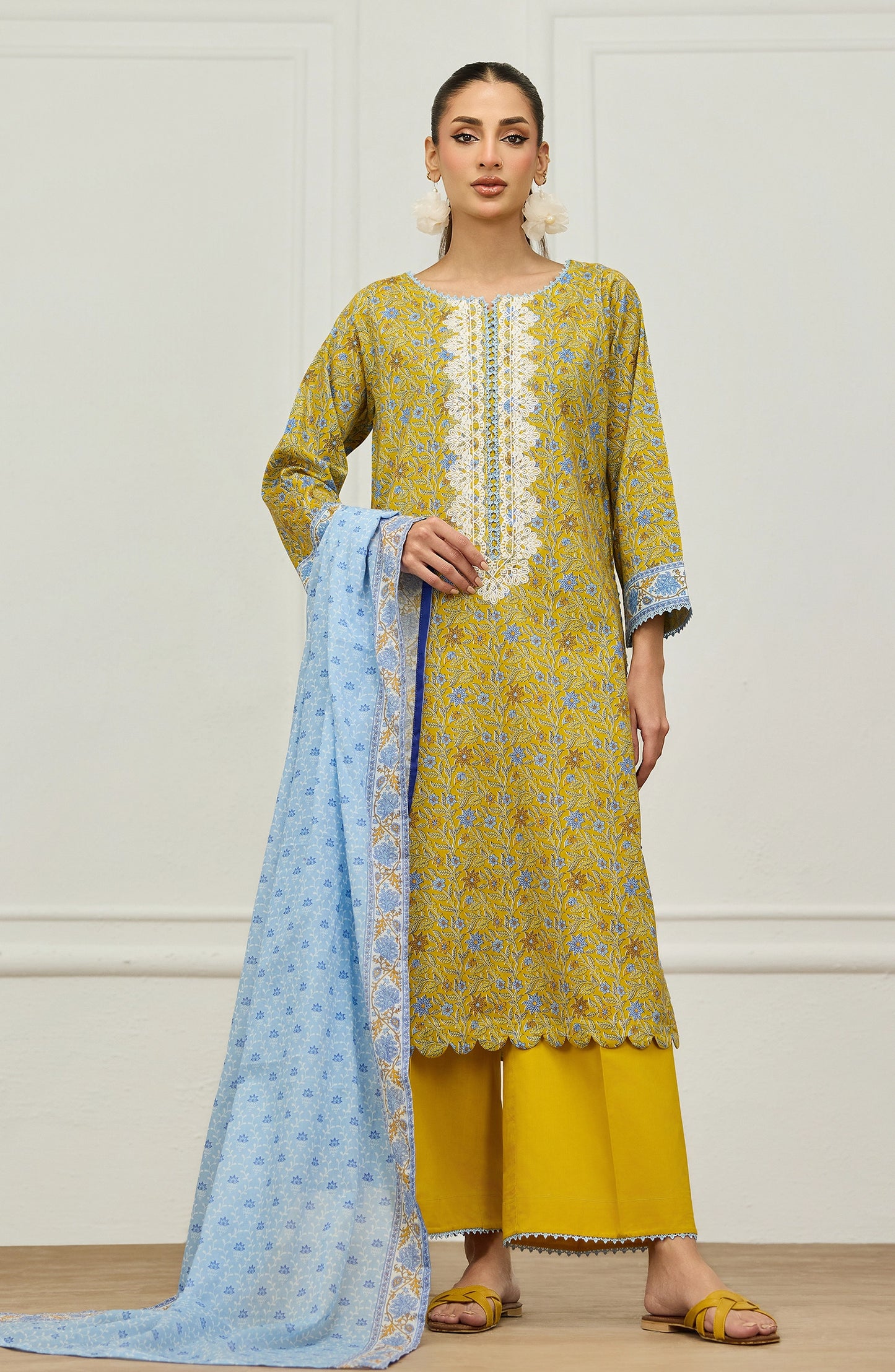 Unstitched | 3 Piece | Embroidered | Lawn Shirt | OTL-20056/U YELLOW