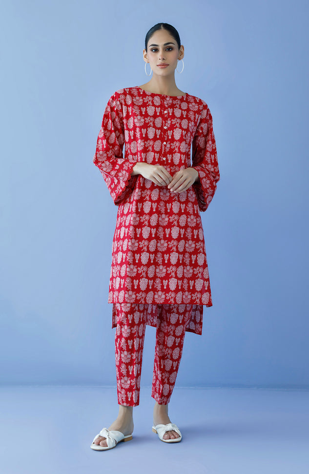 NRDS-23-185/U RED CAMBRIC  UNSTITCHED SHIRT PANTS