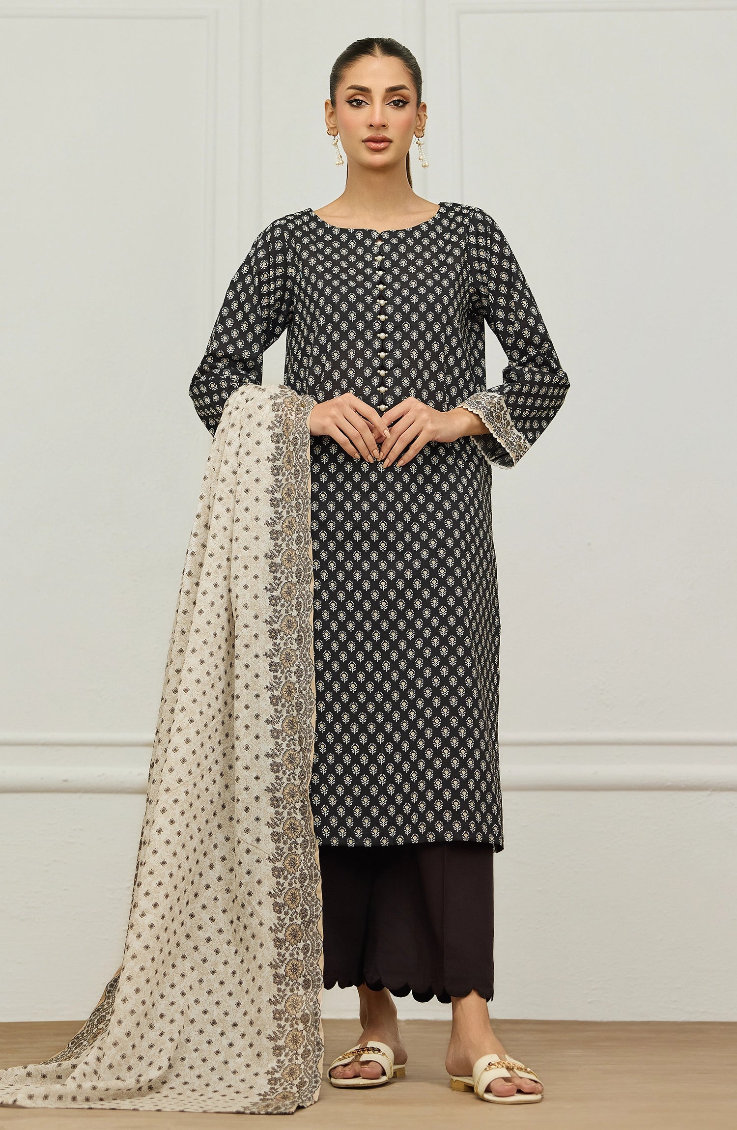 Unstitched | 3 Piece | Printed | Lawn Shirt | OTL-20156/U BLACK