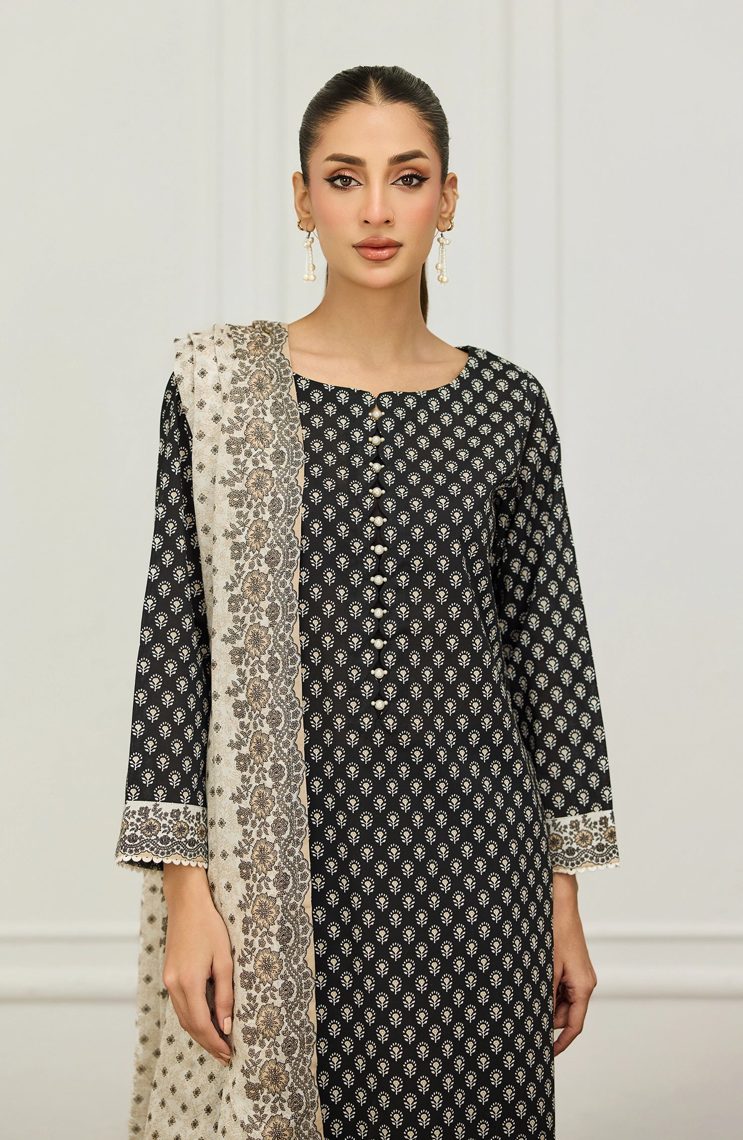 Unstitched | 3 Piece | Printed | Lawn Shirt | OTL-20156/U BLACK